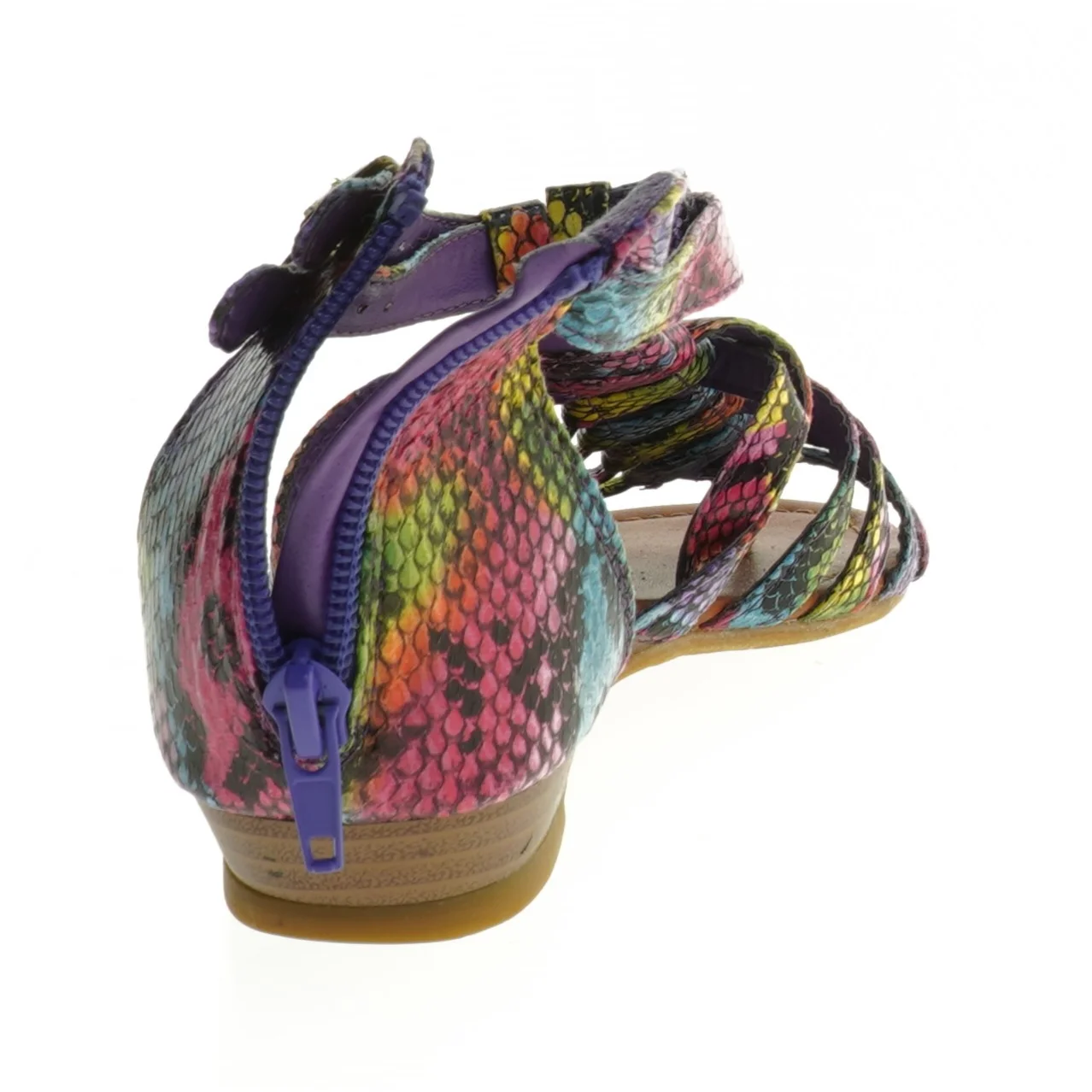 Farverige sandaler med slangeskindsmønster fra Blox (str. sål længde: 23 cm)