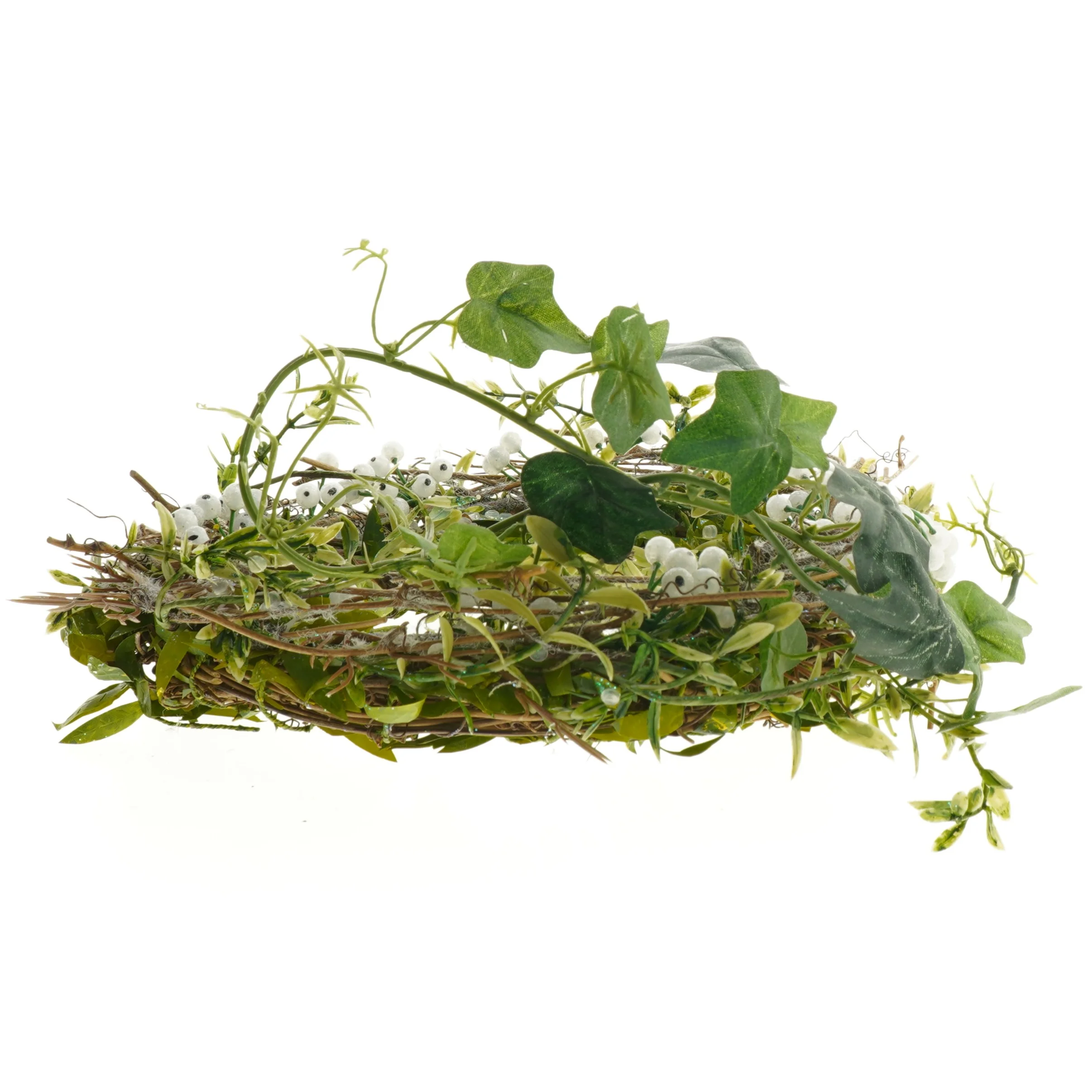 Dekorativ krans med hvide bær (str. Ø 23 cm)