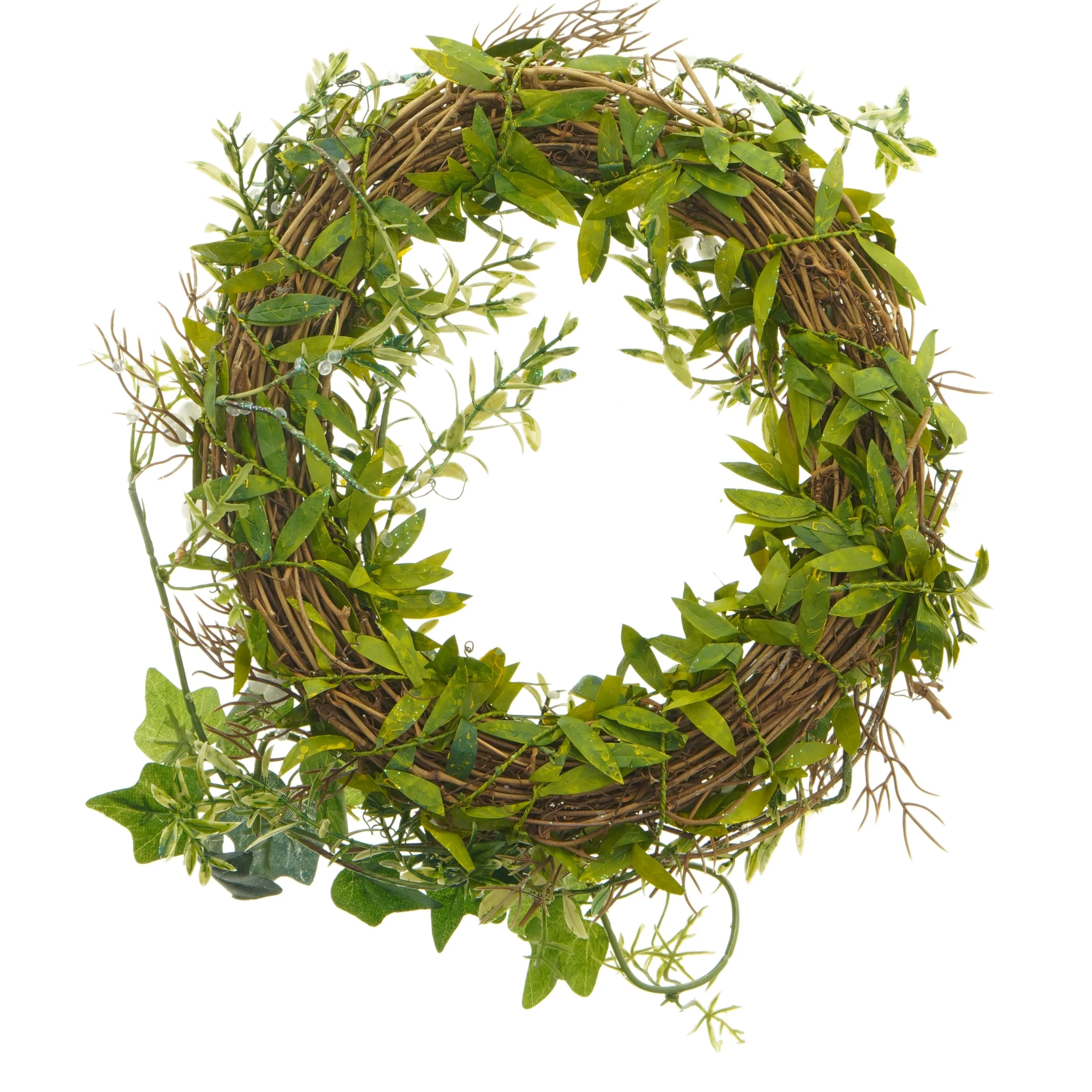 Dekorativ krans med hvide bær (str. Ø 23 cm)