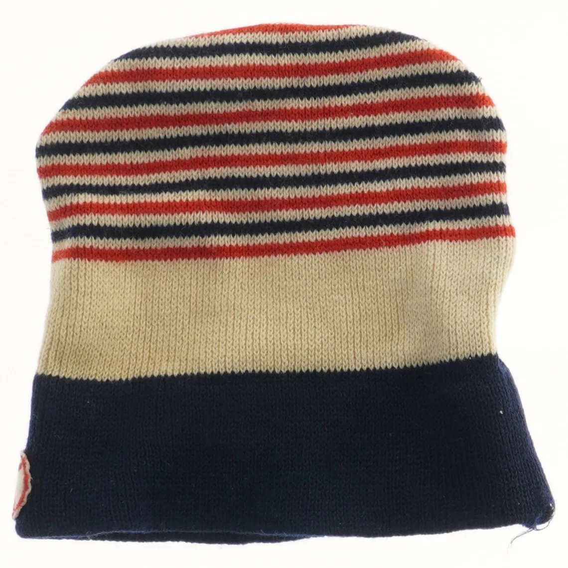 Strikket hue med striber (str. 23x22 cm)