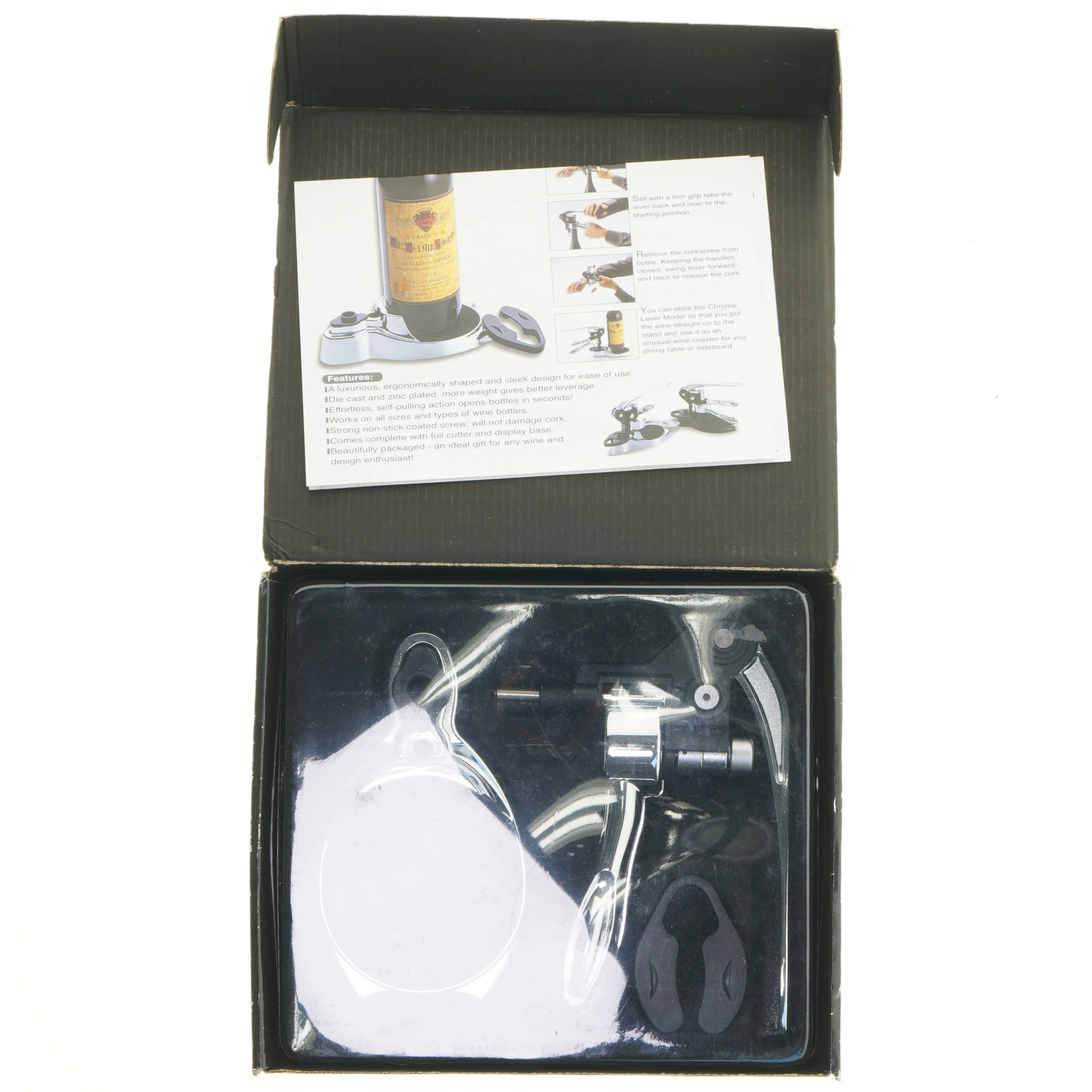 Krom flaskeåbner med håndtag