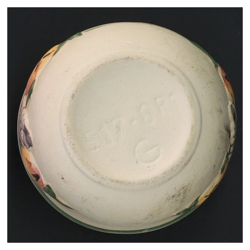 Dekorativ krukke med frugtmotiv (str. 7x8 cm)