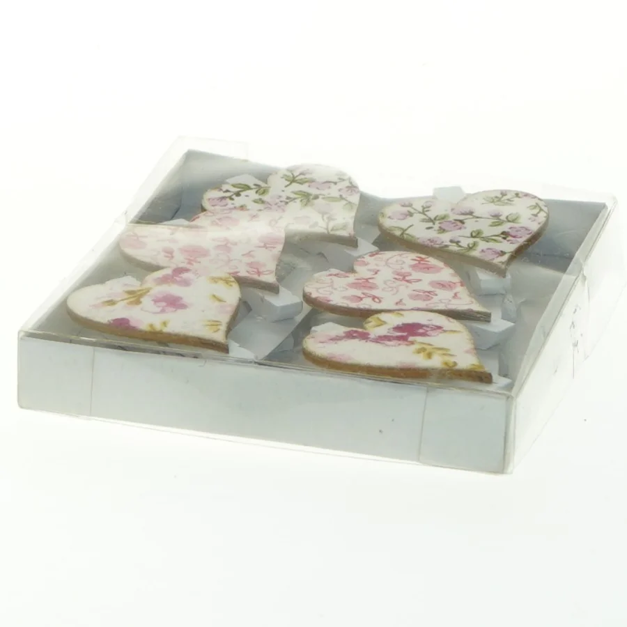 Dekorative hjerteformede stofknapper (str. 11x9,5 cm)