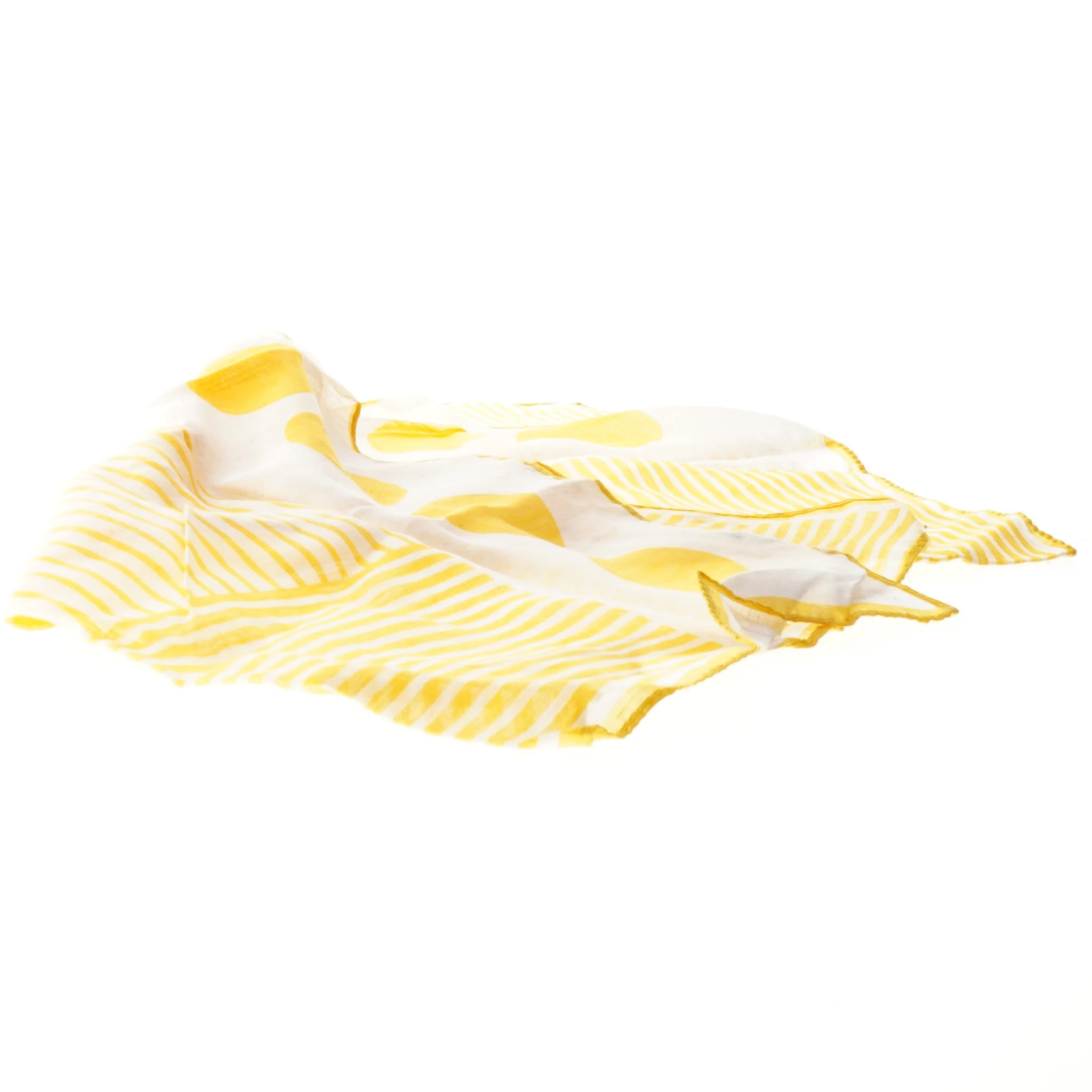 Gul og hvid tørklæde (str. 53x53 cm)