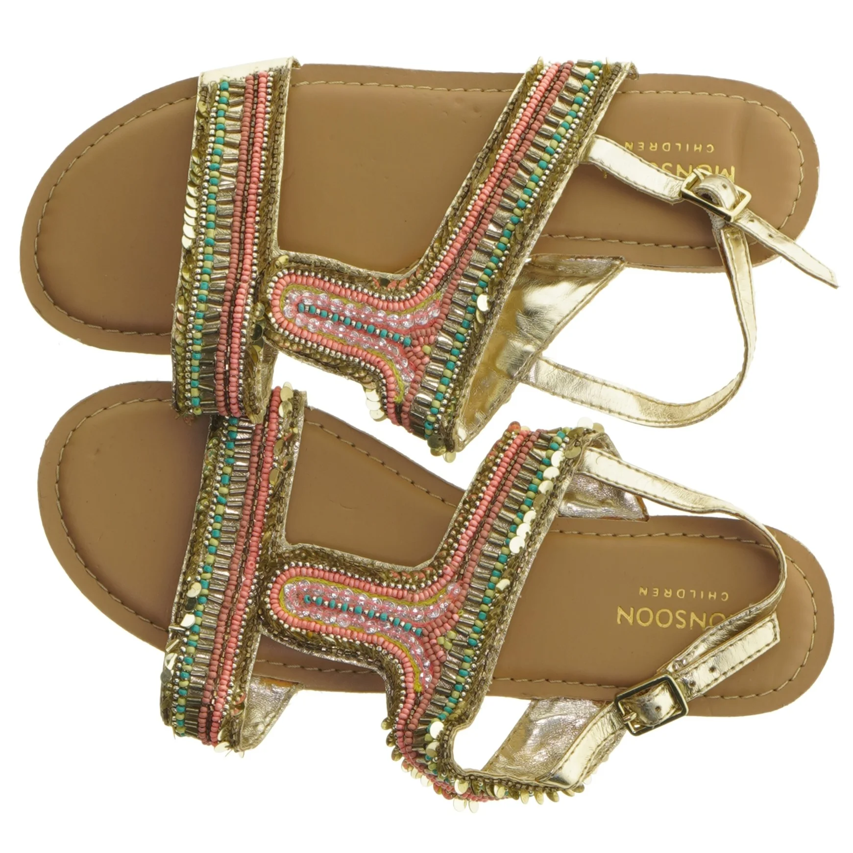 Børnesandaler med perleudsmykning fra Monsoon (str. Længde. 24 cm)