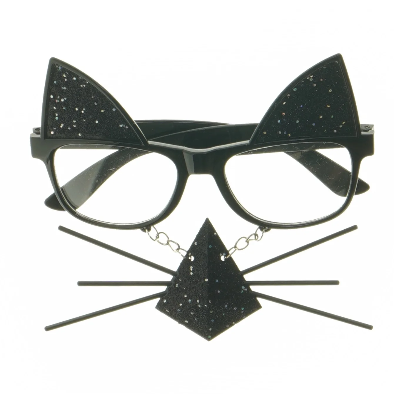 Sjove kattebriller med ører og knurhår (str. 14 cm)