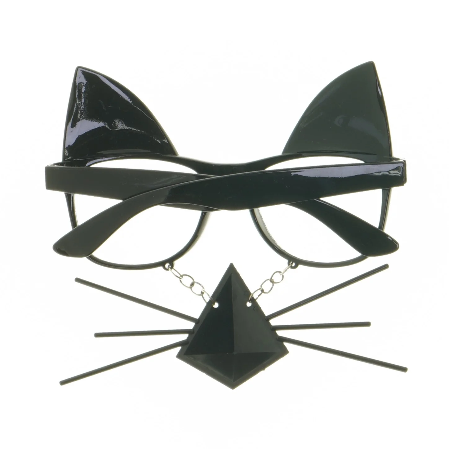 Sjove kattebriller med ører og knurhår (str. 14 cm)