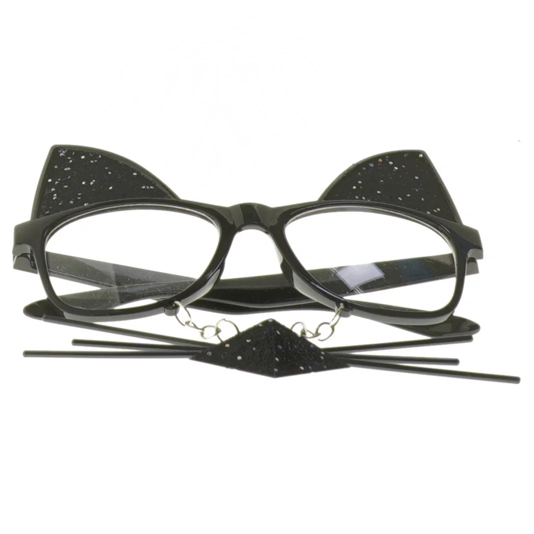 Sjove kattebriller med ører og knurhår (str. 14 cm)