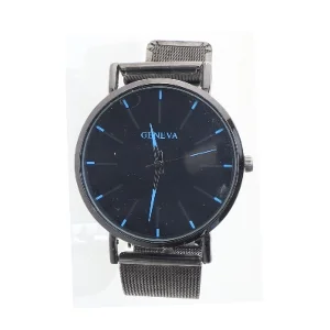 Herreur med sort rem fra Geneva (str. Ø 4 cm)