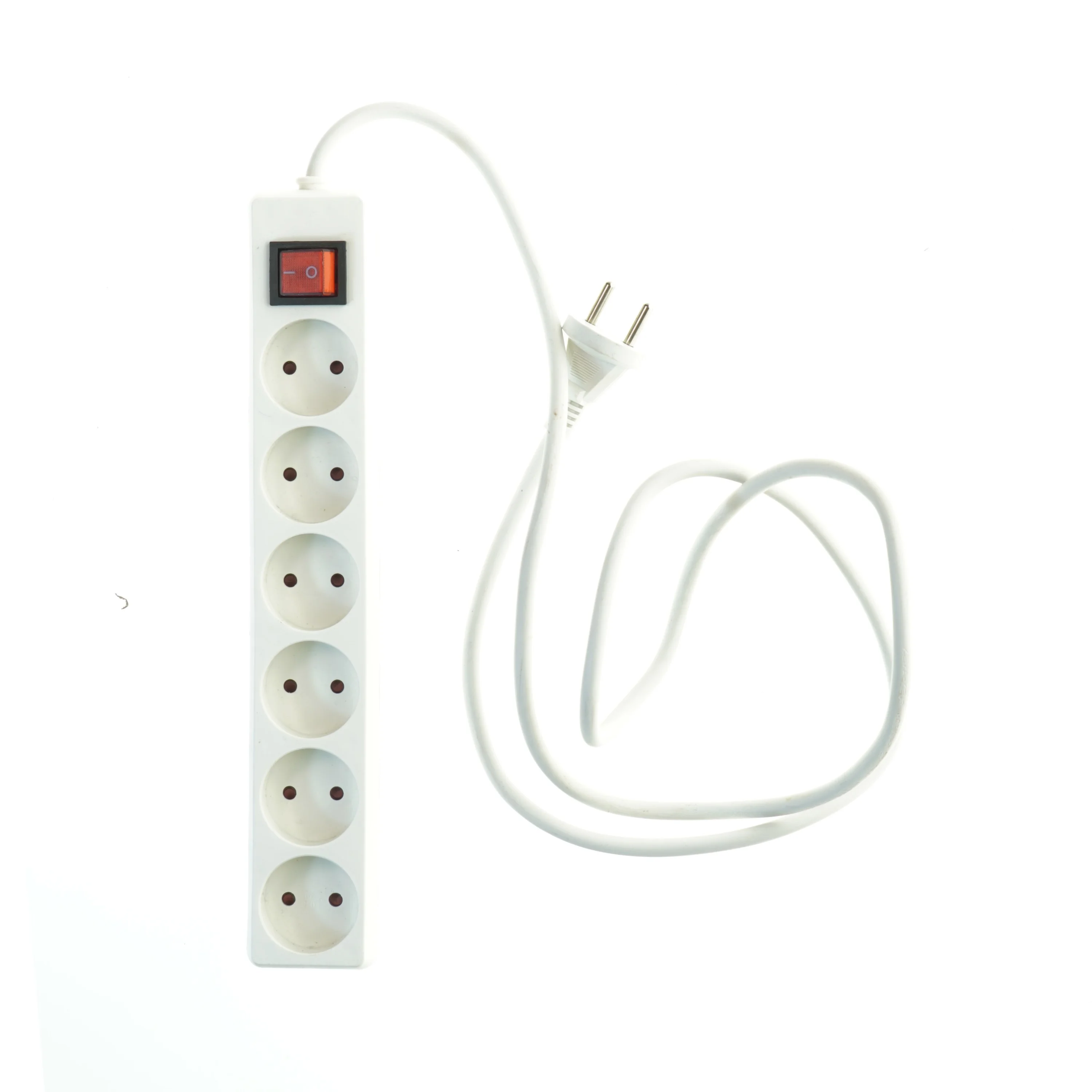 Hvid stikdåse med 6 udtag og tænd/sluk-knap fra IKEA (str. 160 cm)