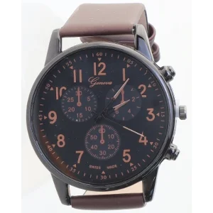 Herreur med brun rem fra Geneva (str. Ø 4 cm)