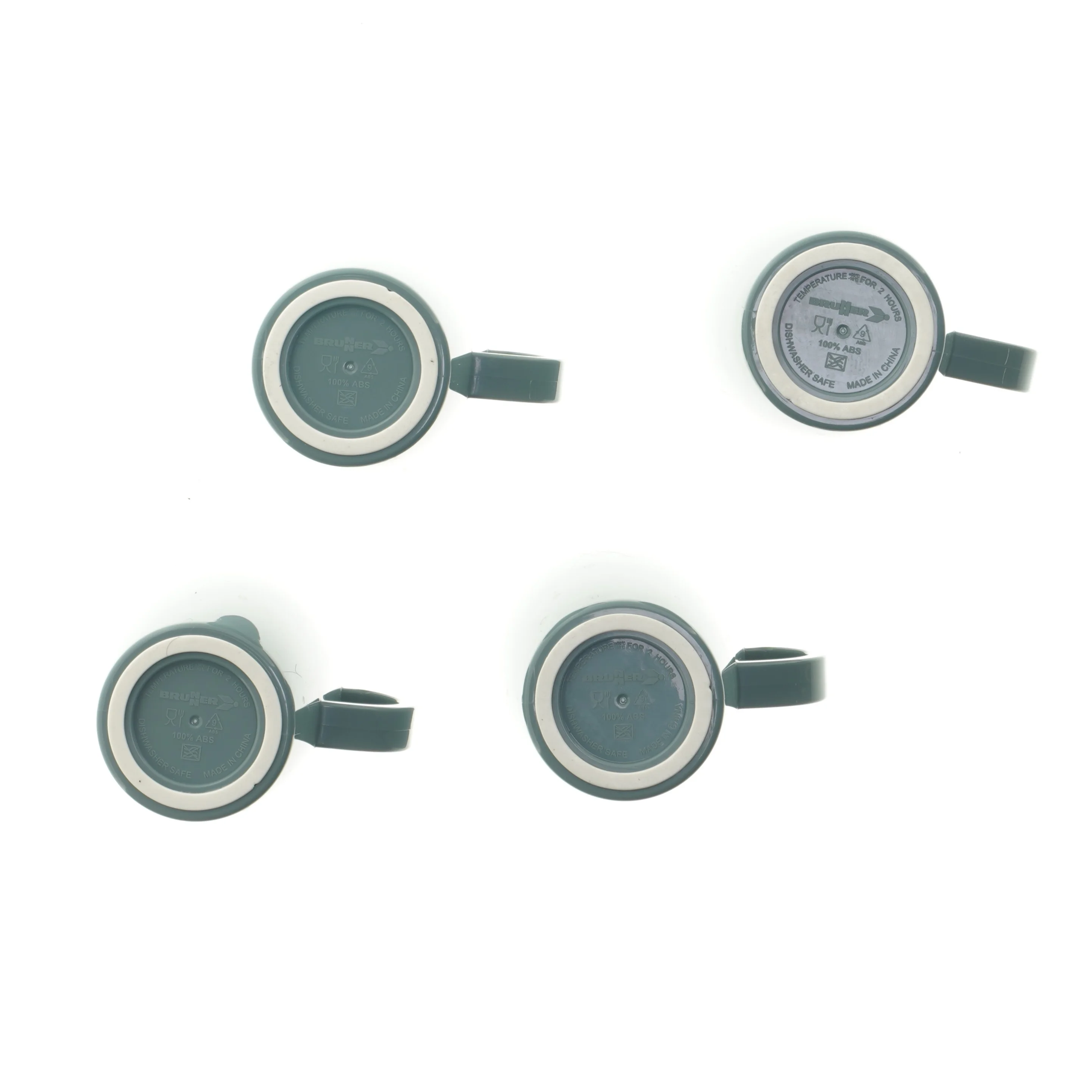 Camping krus - Sæt af 4 turkise krus fra Brunner (str. 4 stk Ø 9 cm længde 10,5 cm)