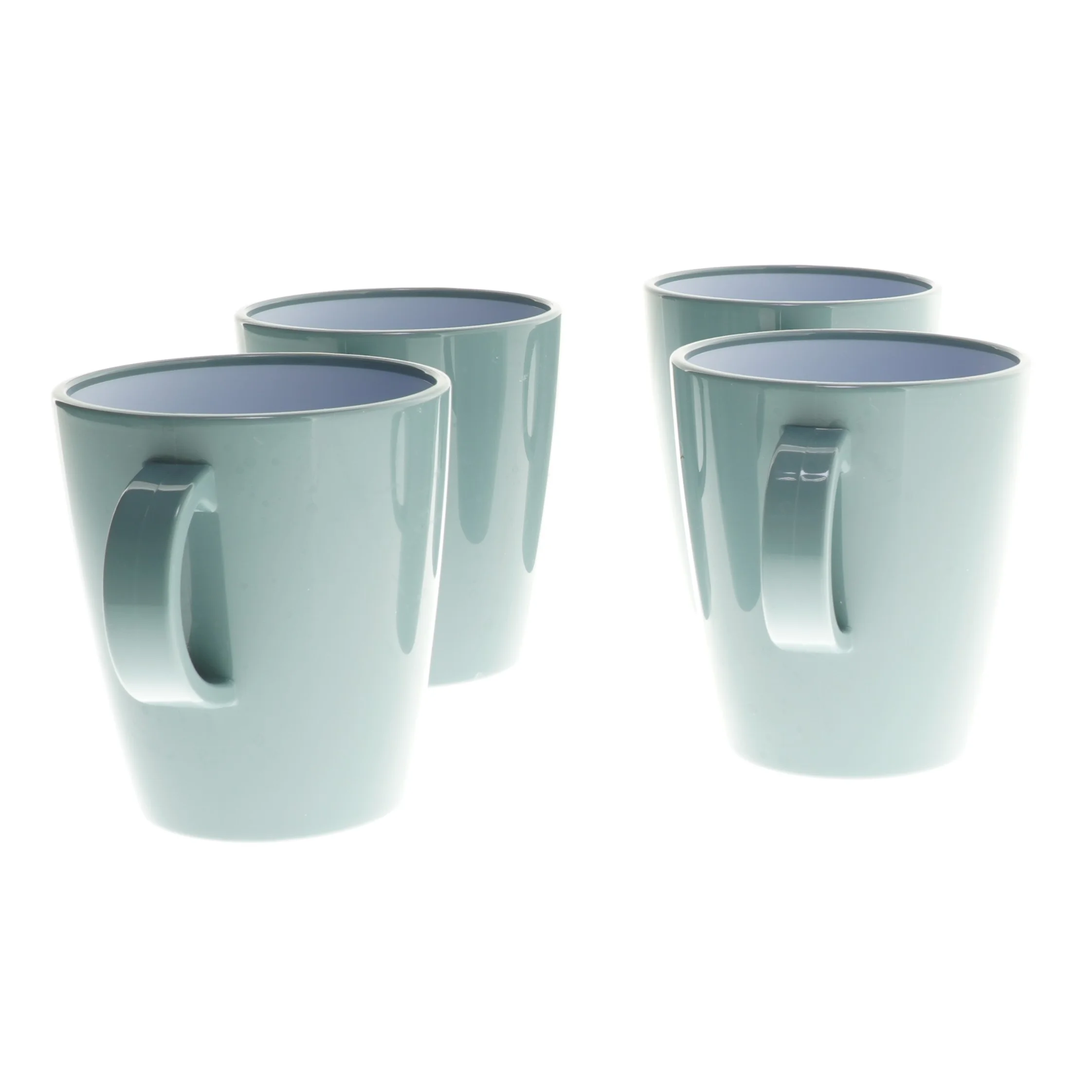 Camping krus - Sæt af 4 turkise krus fra Brunner (str. 4 stk Ø 9 cm længde 10,5 cm)