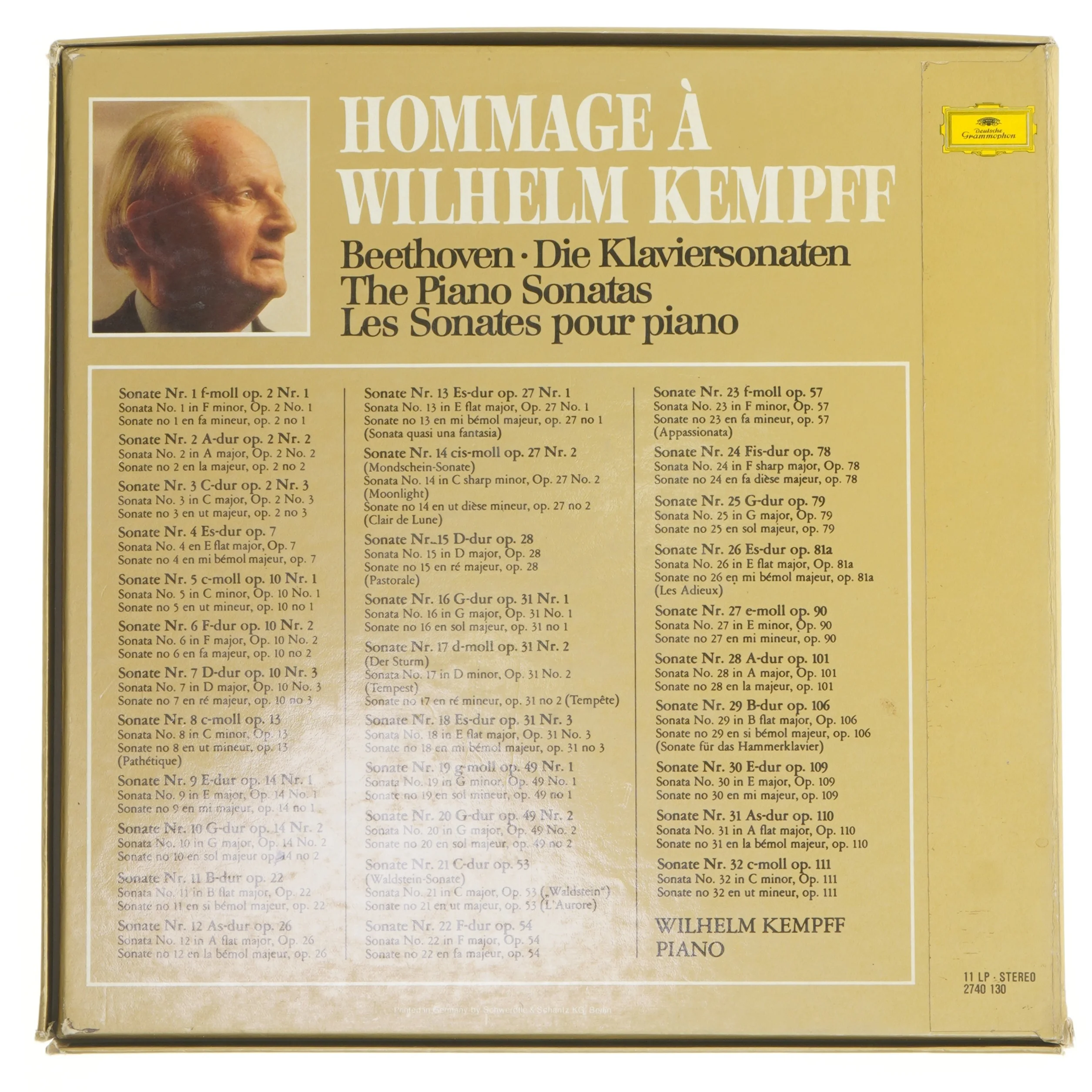 Hommage à Wilhelm Kempff LP-box med Beethovens Klaversonater