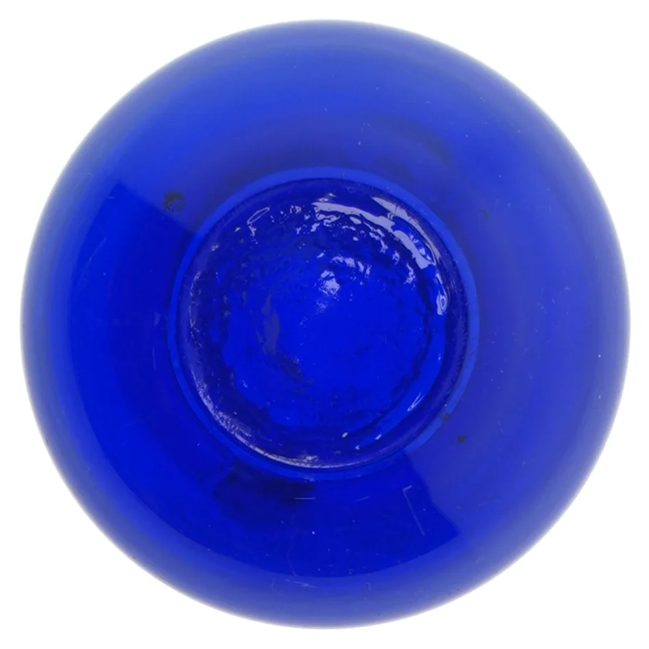 Blå glasvase (str. 21 x 12 cm)