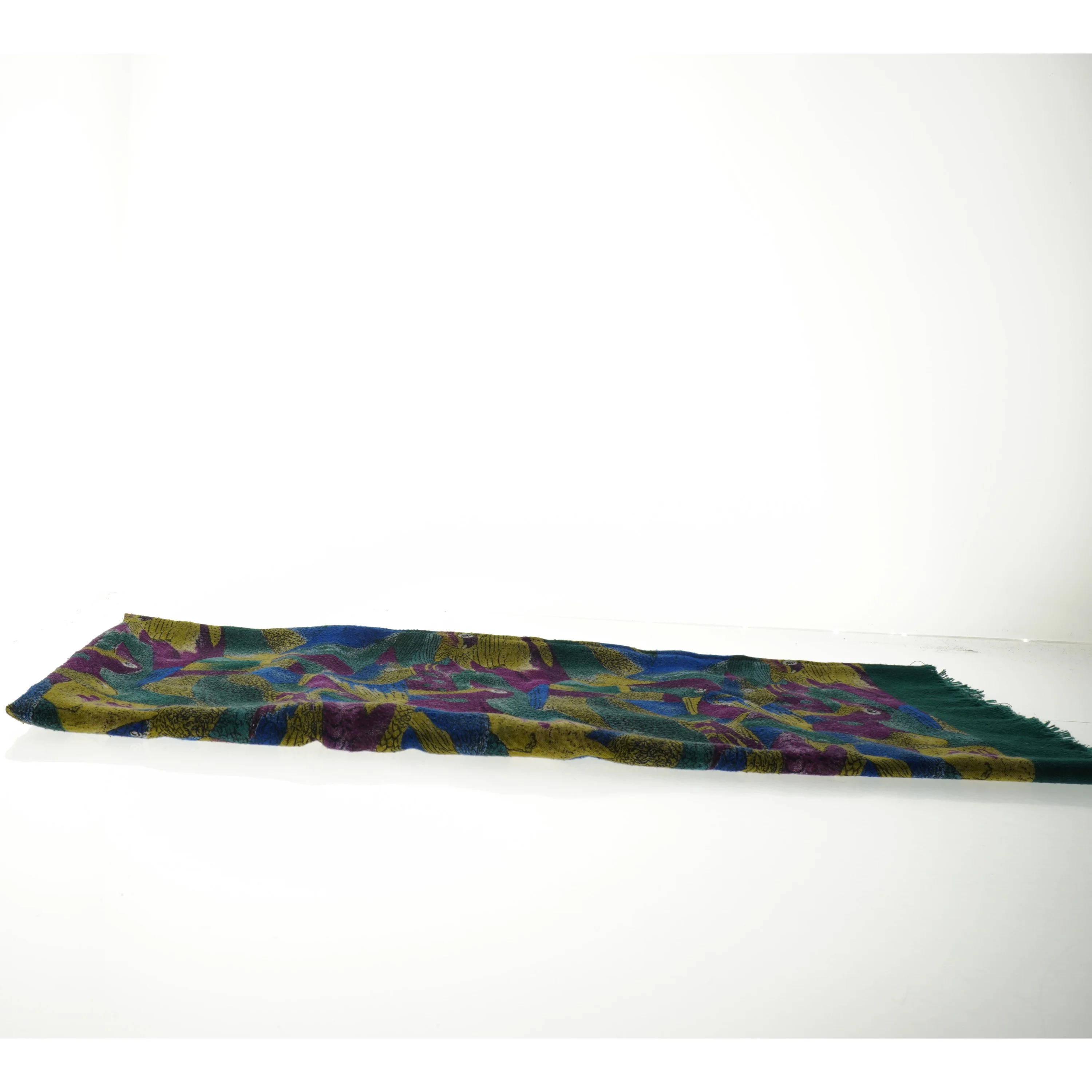 Uld sjal / tørklæde flerfarvet  (str. 115 x 115 cm)