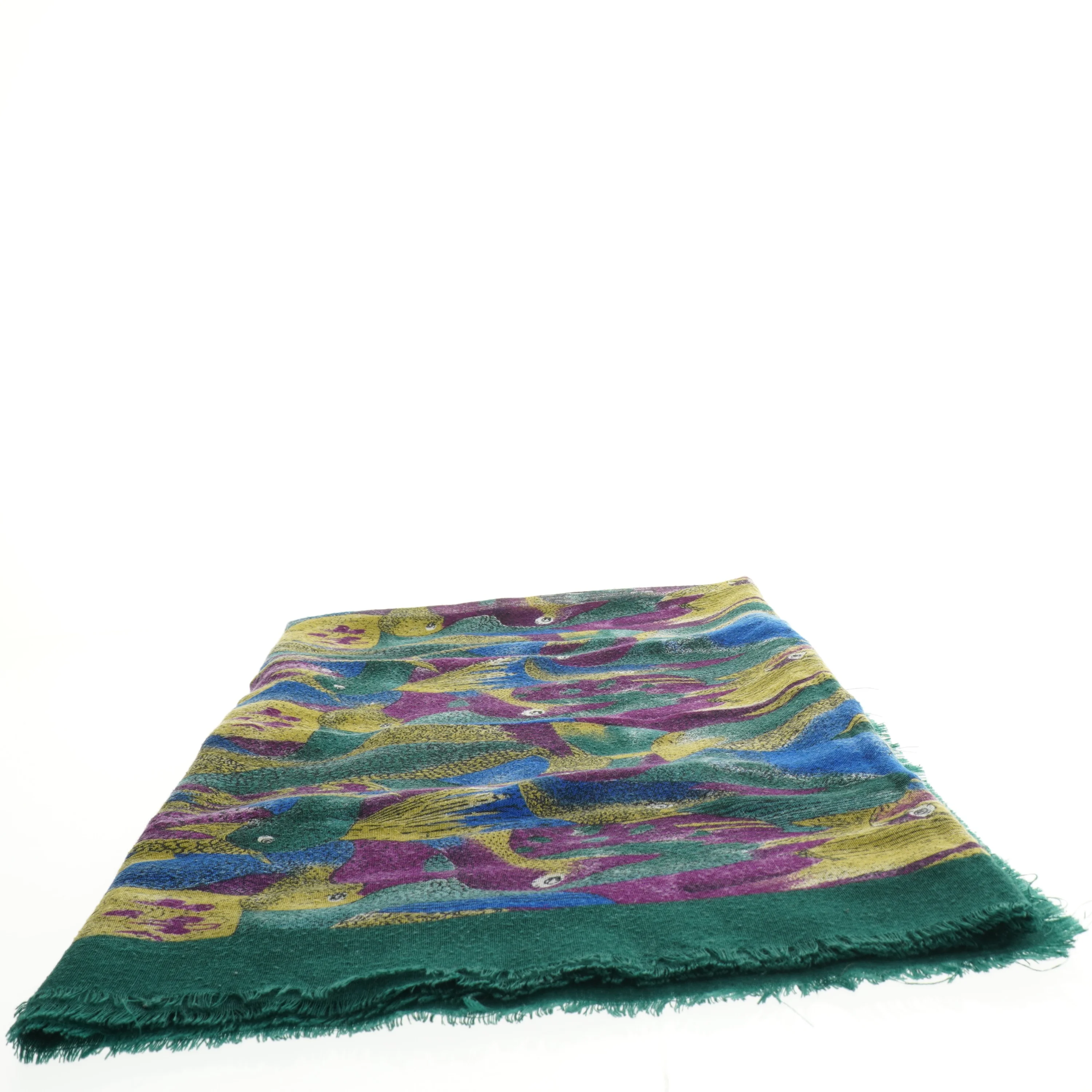 Uld sjal / tørklæde flerfarvet  (str. 115 x 115 cm)