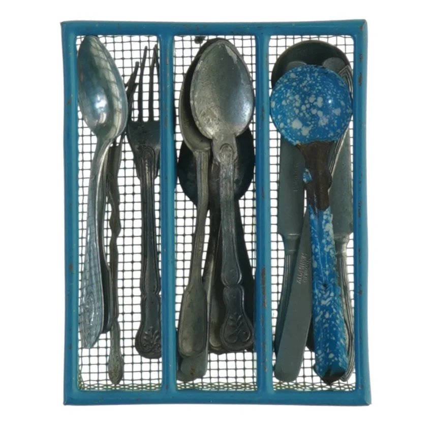 Bestik og bestikbakke (str. 9,5x7,5x2,5 cm)