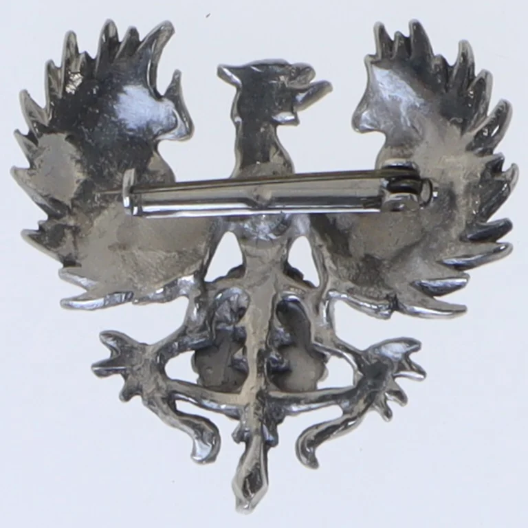 Broche med ørnemotiv og turkis sten (str. 4,5x4,5 cm)