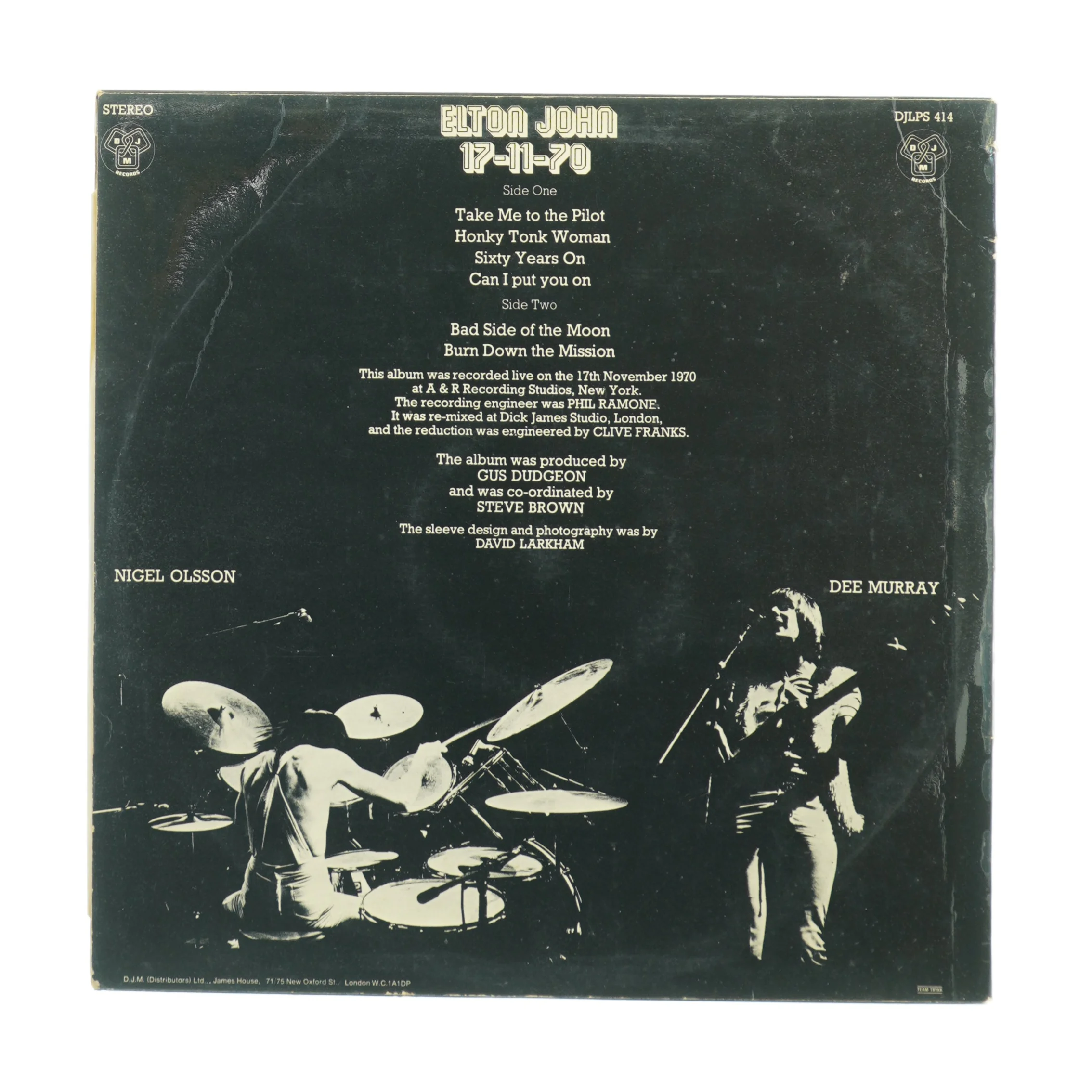 Elton John 17-11-70 Vinyl LP (str. 31 x 31 cm)