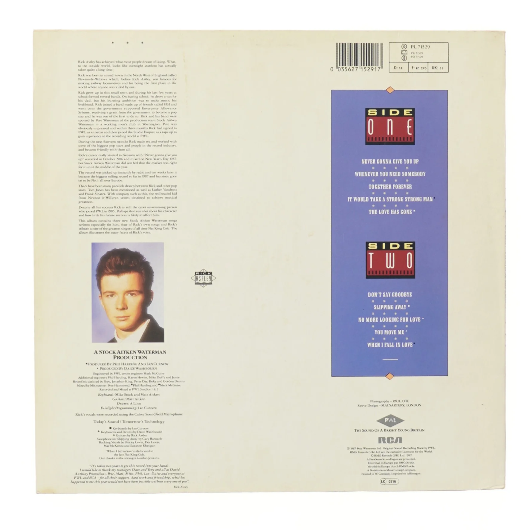 Rick Astley Whenever You Need Somebody LP