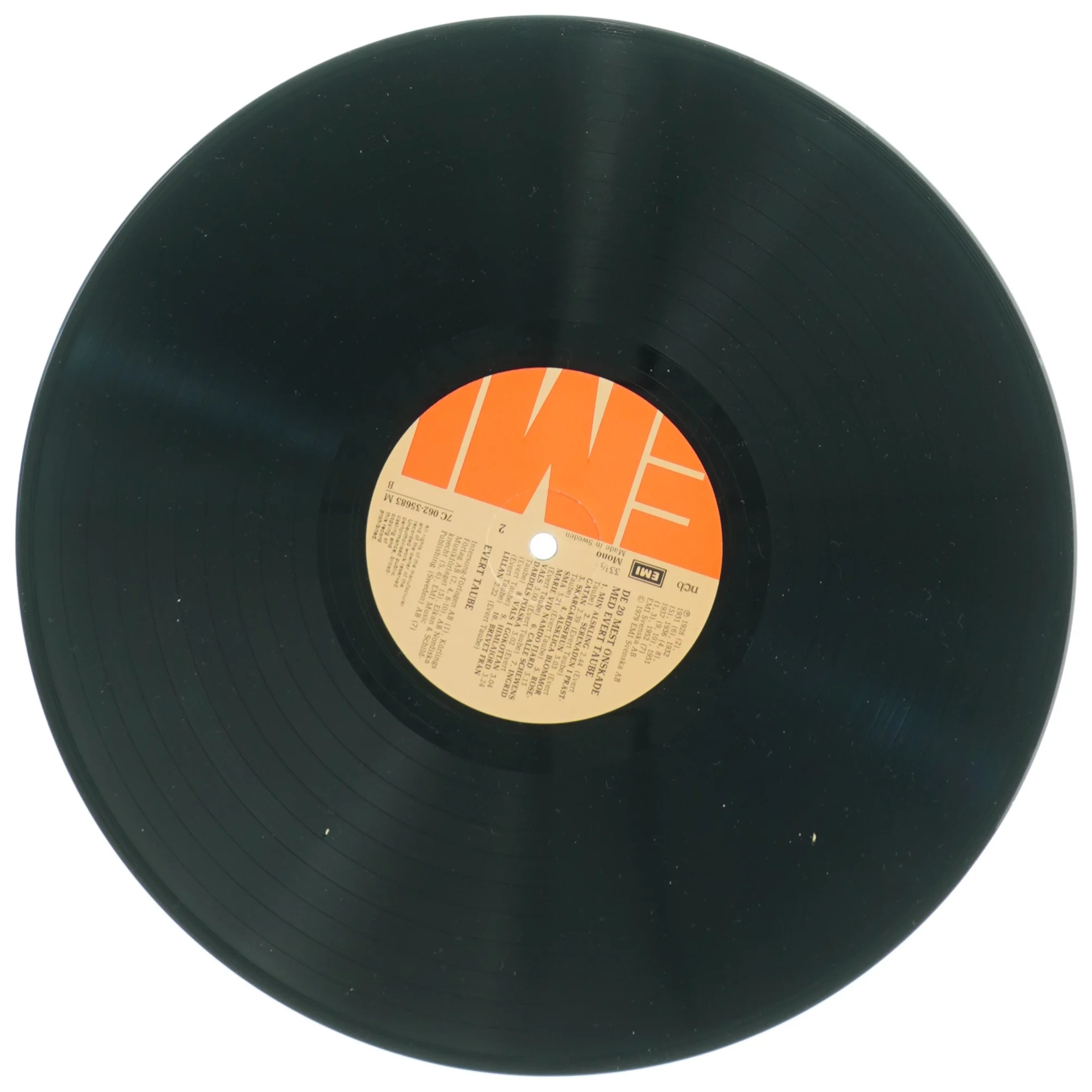 Evert Taube LP fra Warner Bros. Records (str. 31 x 31 cm)