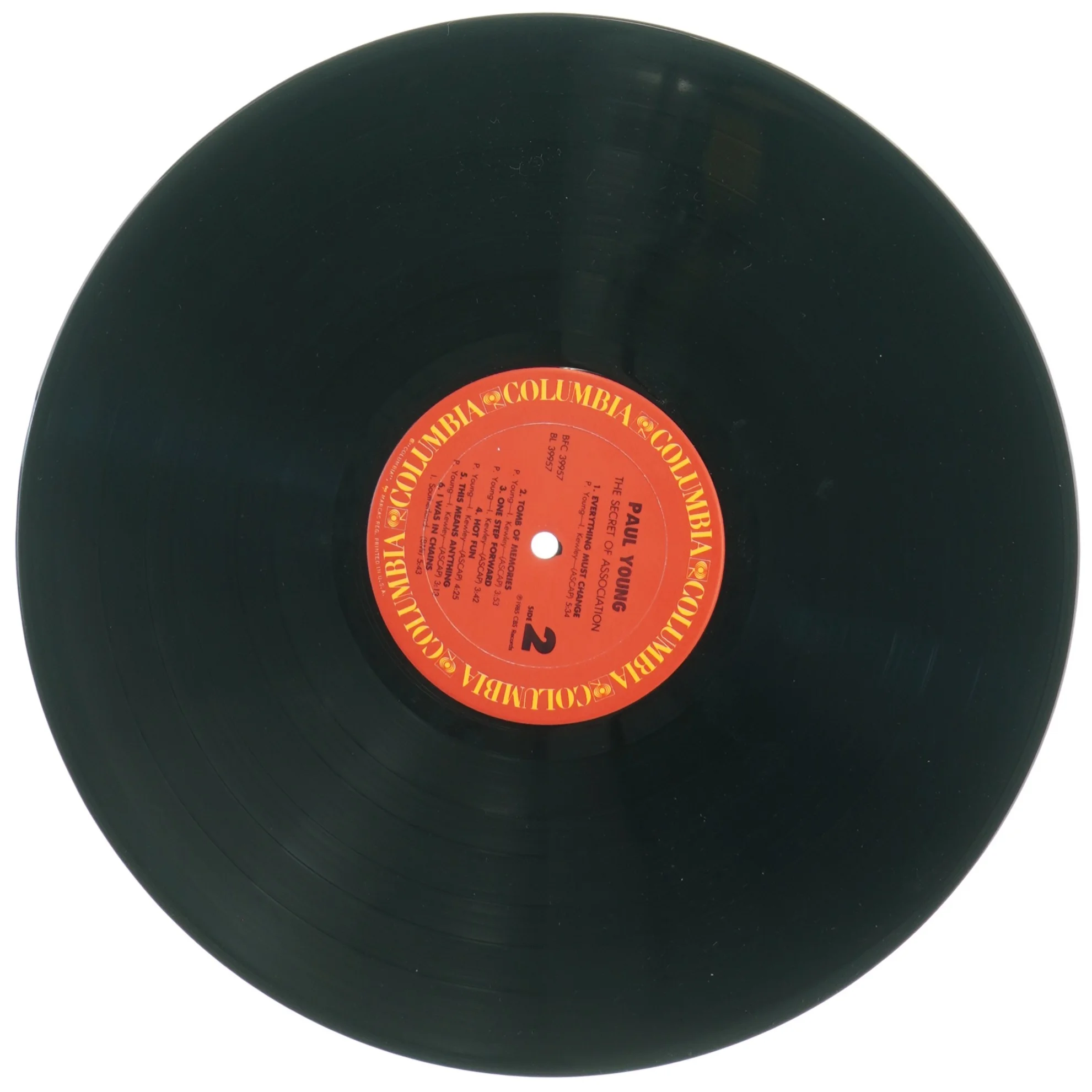 Paul Young - The Secret of Association LP fra Columbia (str. 31 x 31 cm)