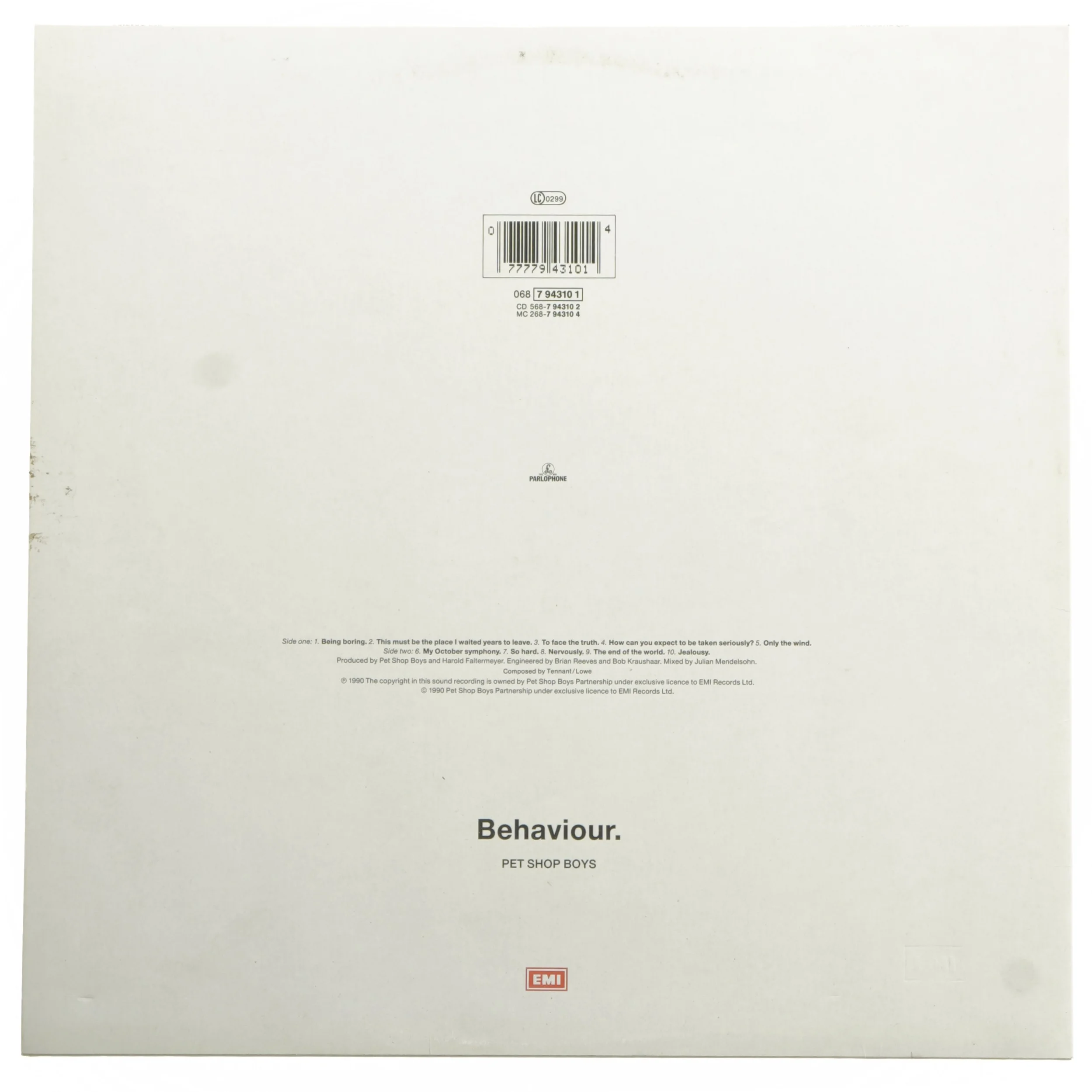 Vinyl album - Behaviour by Pet Shop Boys
