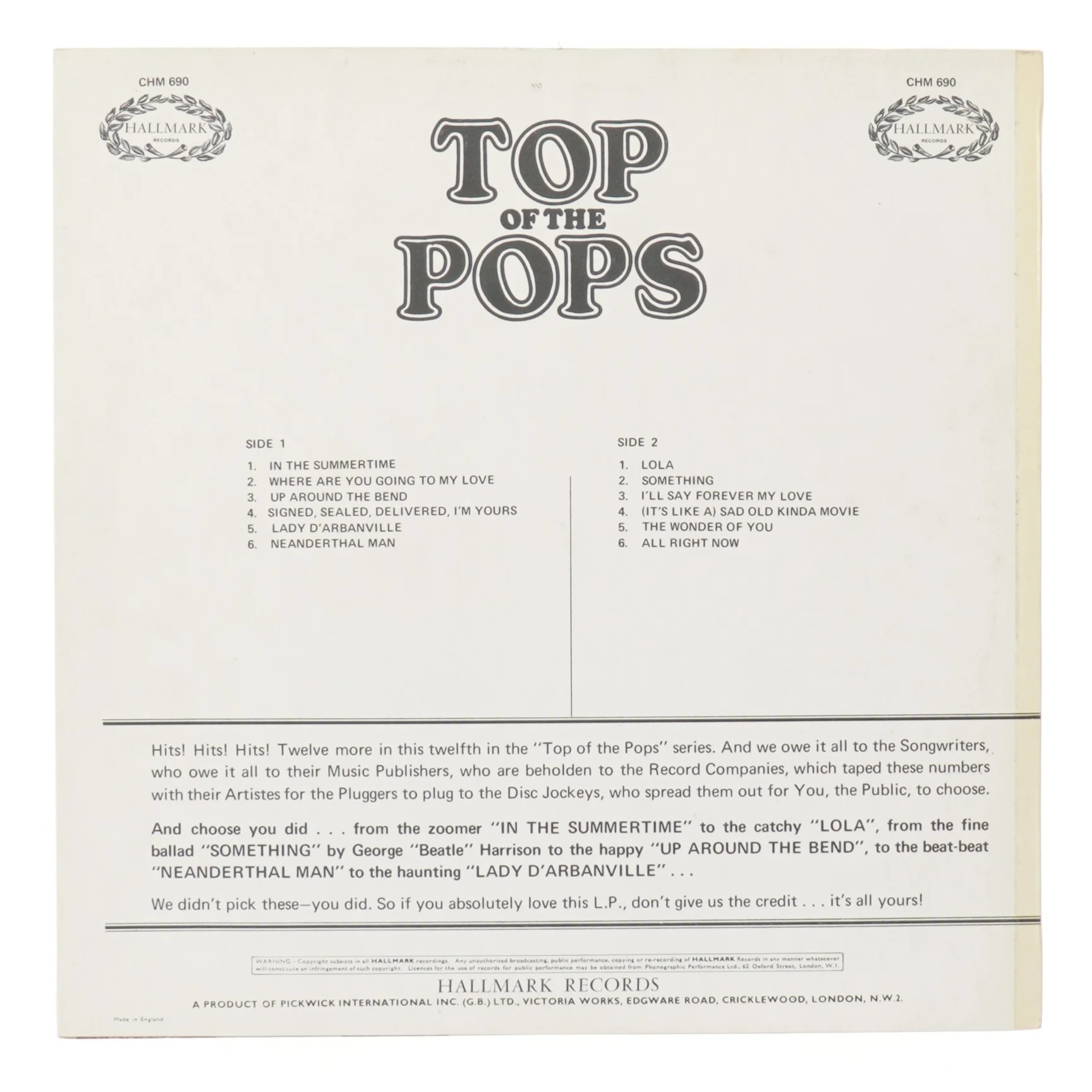 Top of the Pops LP fra Hallmark Records