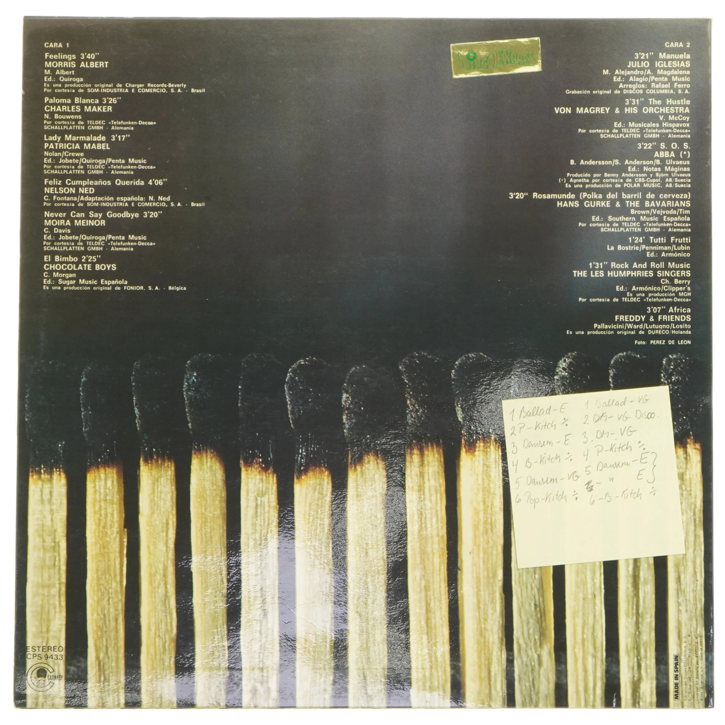 Exitos del Momento vinyl album fra Carnaby Records