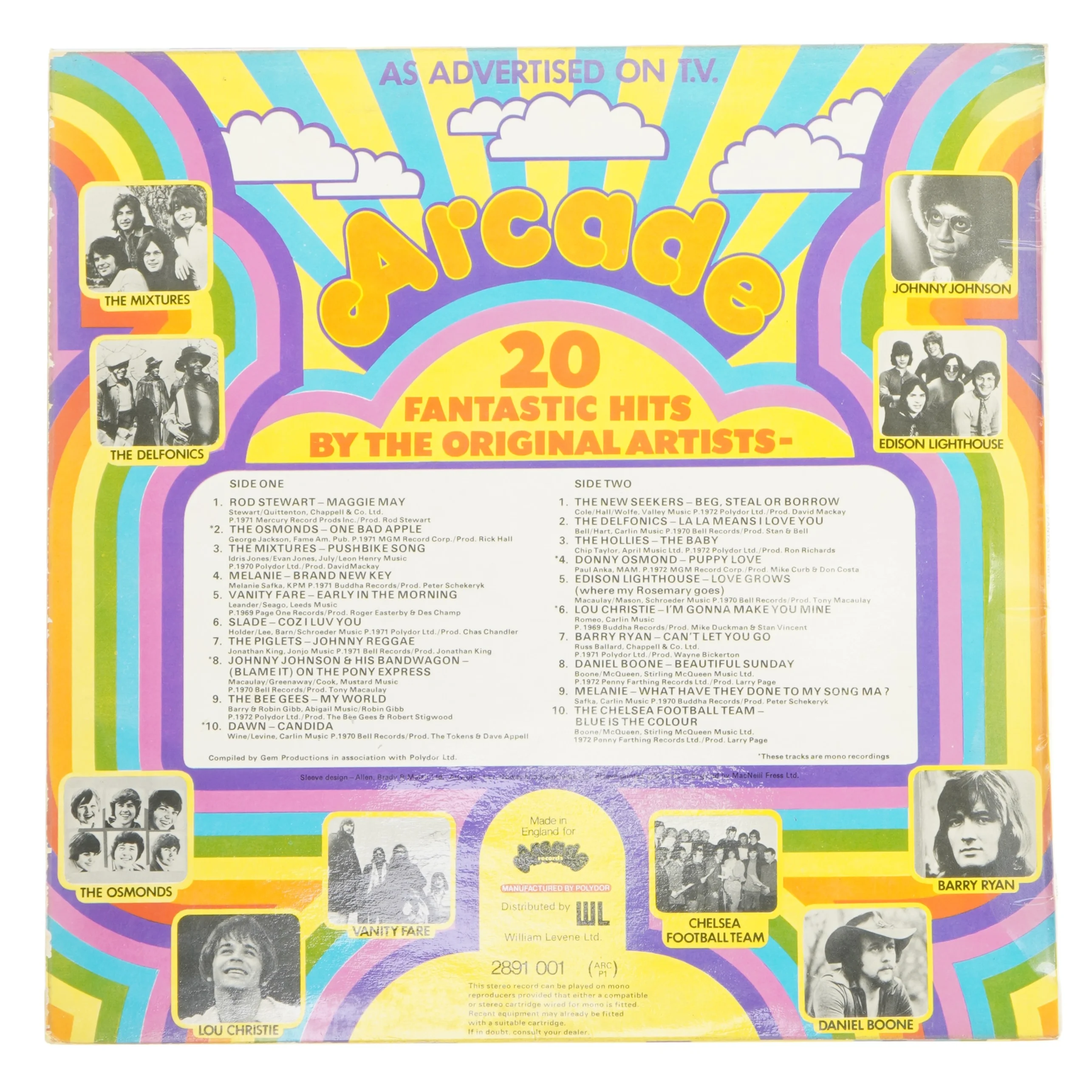 LP plade med 20 hits af originale kunstnere fra Arcade