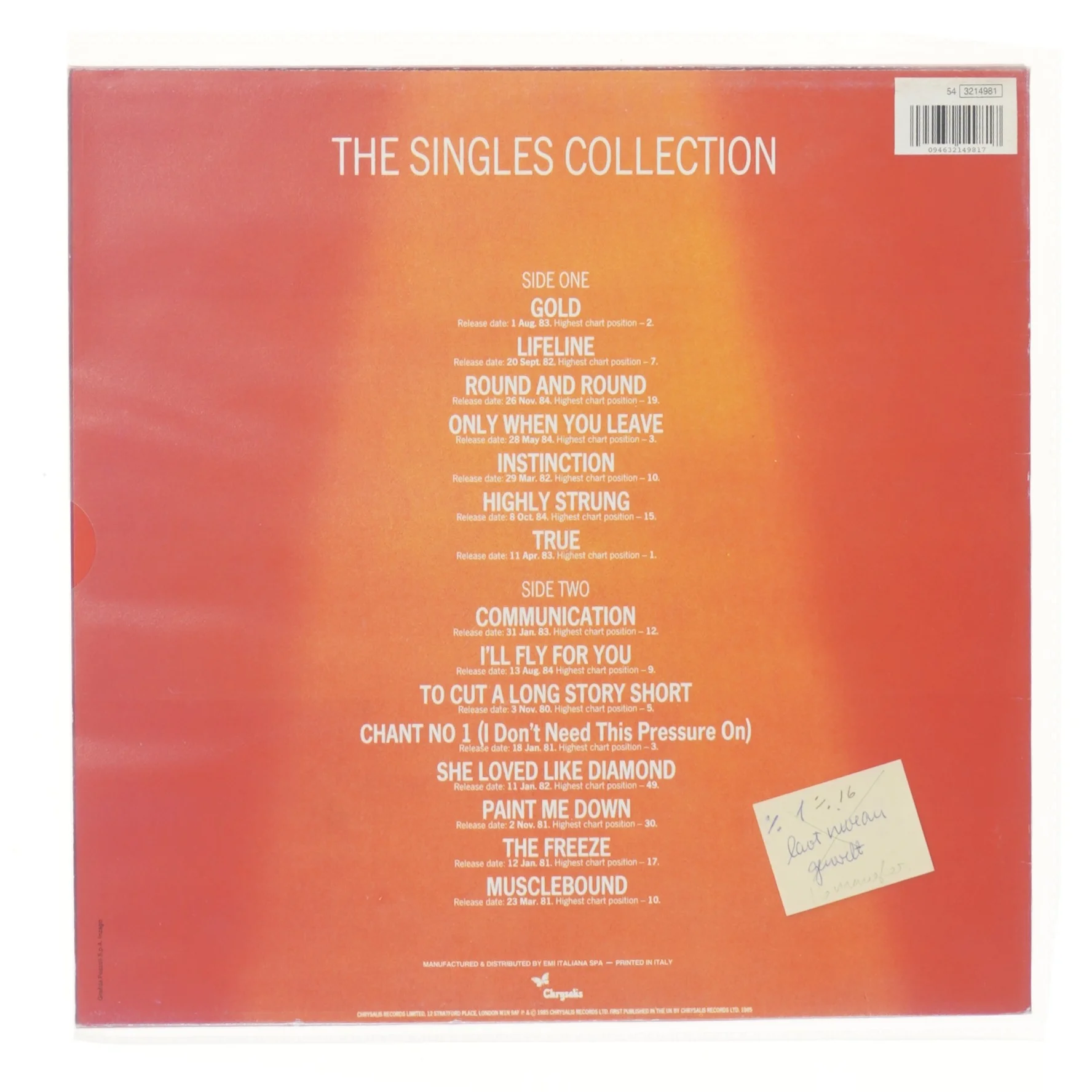 Spandau Ballet - The Singles Collection LP fra Spandau Ballet