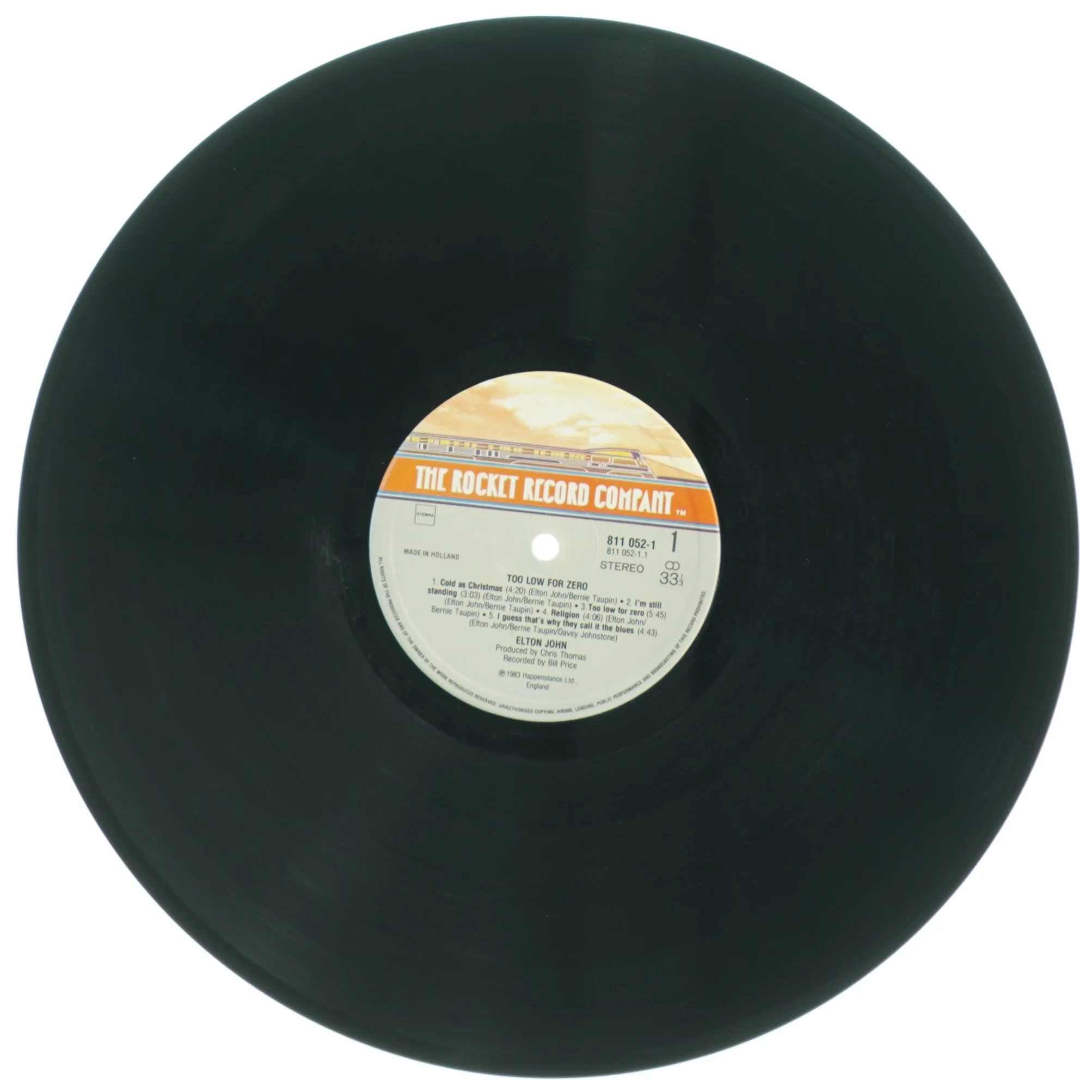 Elton John - Too Low For Zero LP fra Rocket Record Company (str. 31 x 31 cm)