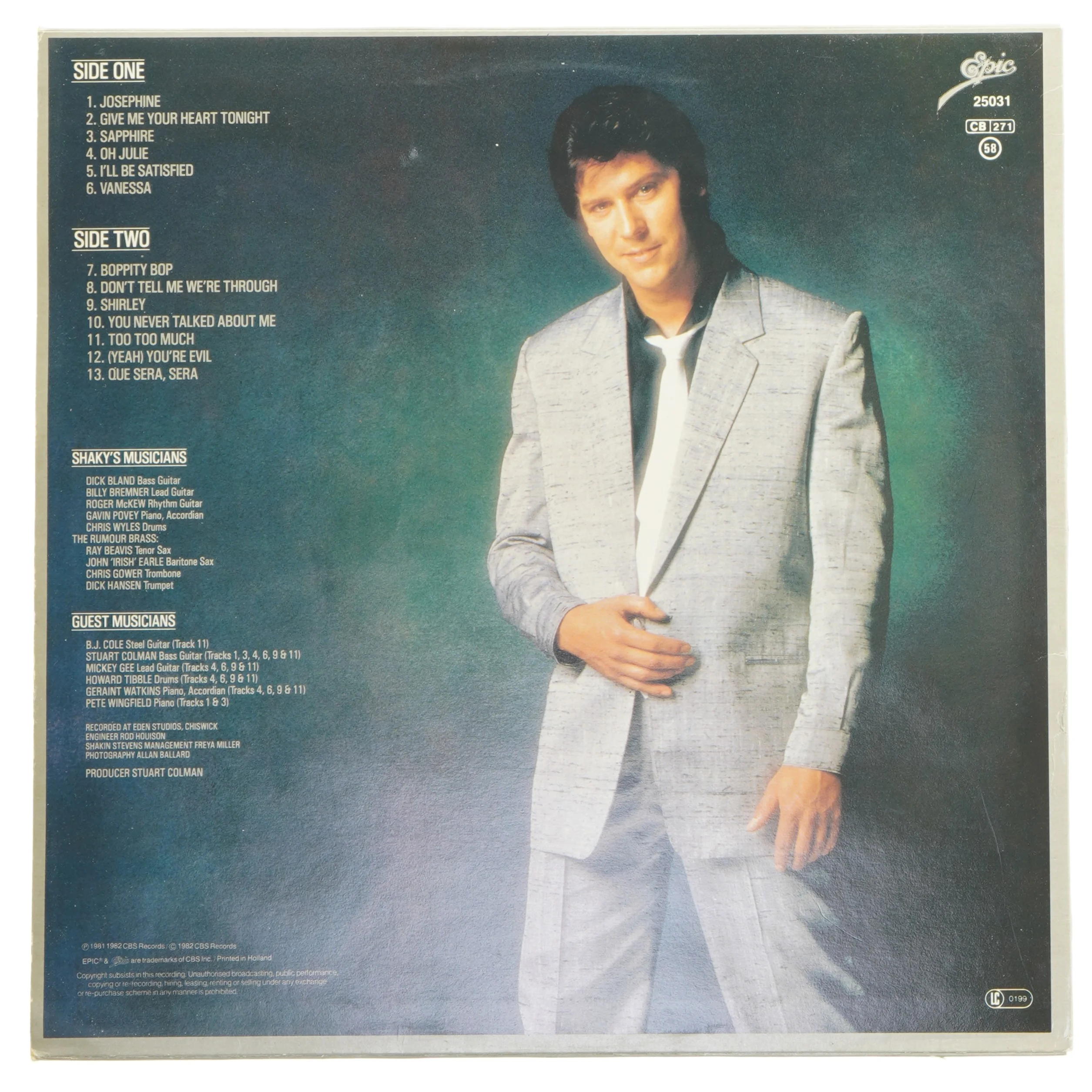 Shakin' Stevens album - Give Me Your Heart Tonight fra Epic