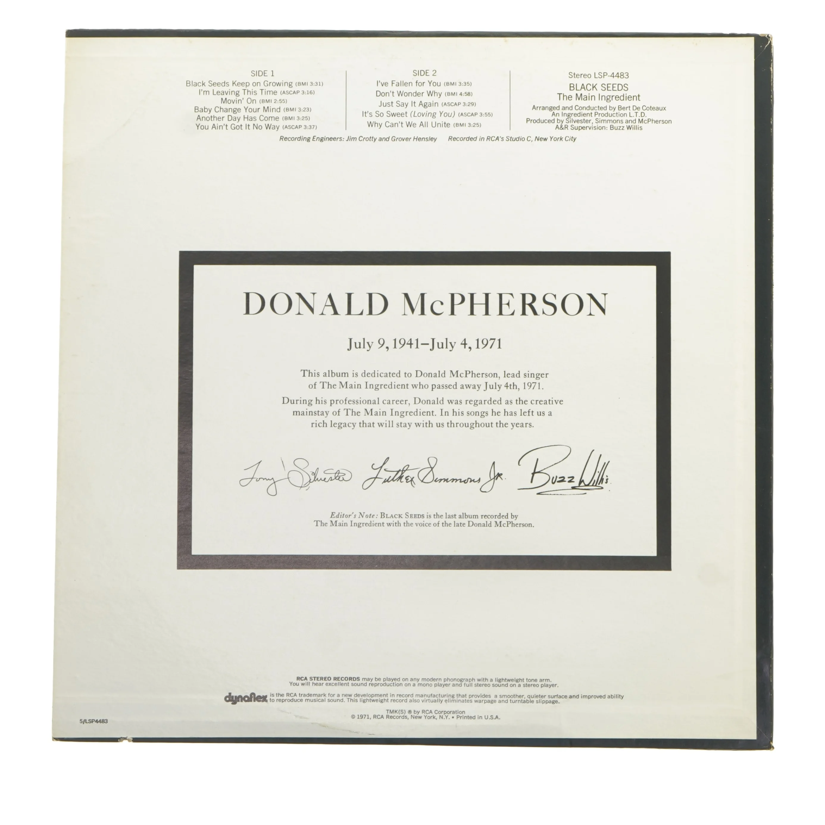 LP: Black Seeds af The Main Ingredient fra RCA