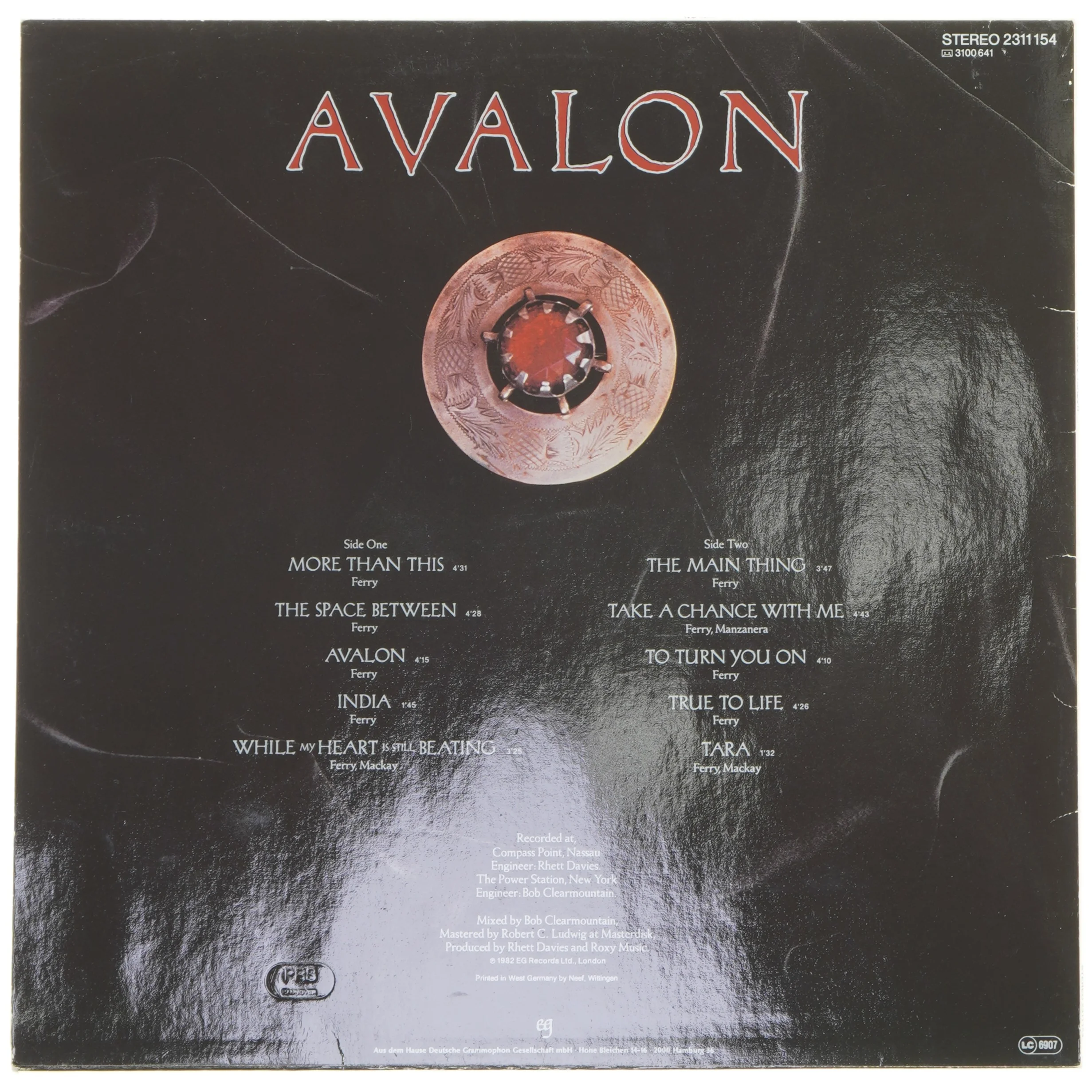 Roxy Music Avalon LP fra EG Records