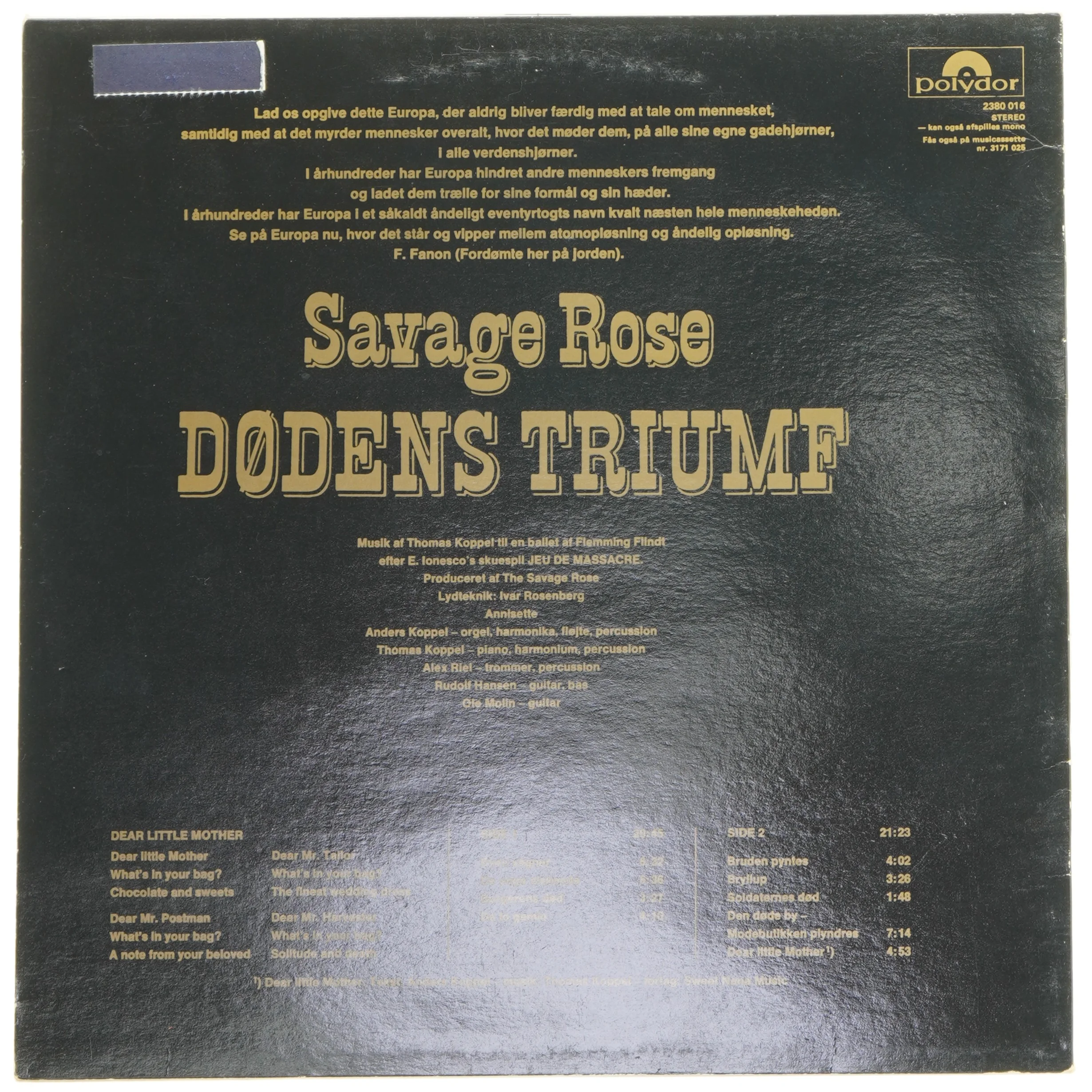 Savage Rose Dødens Triumf LP
