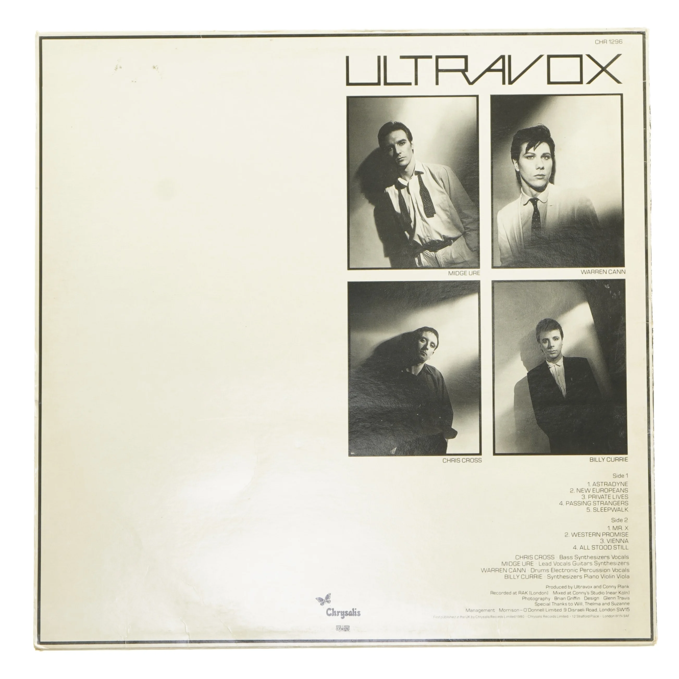 Ultravox Vienna LP vinyl fra Chrysalis
