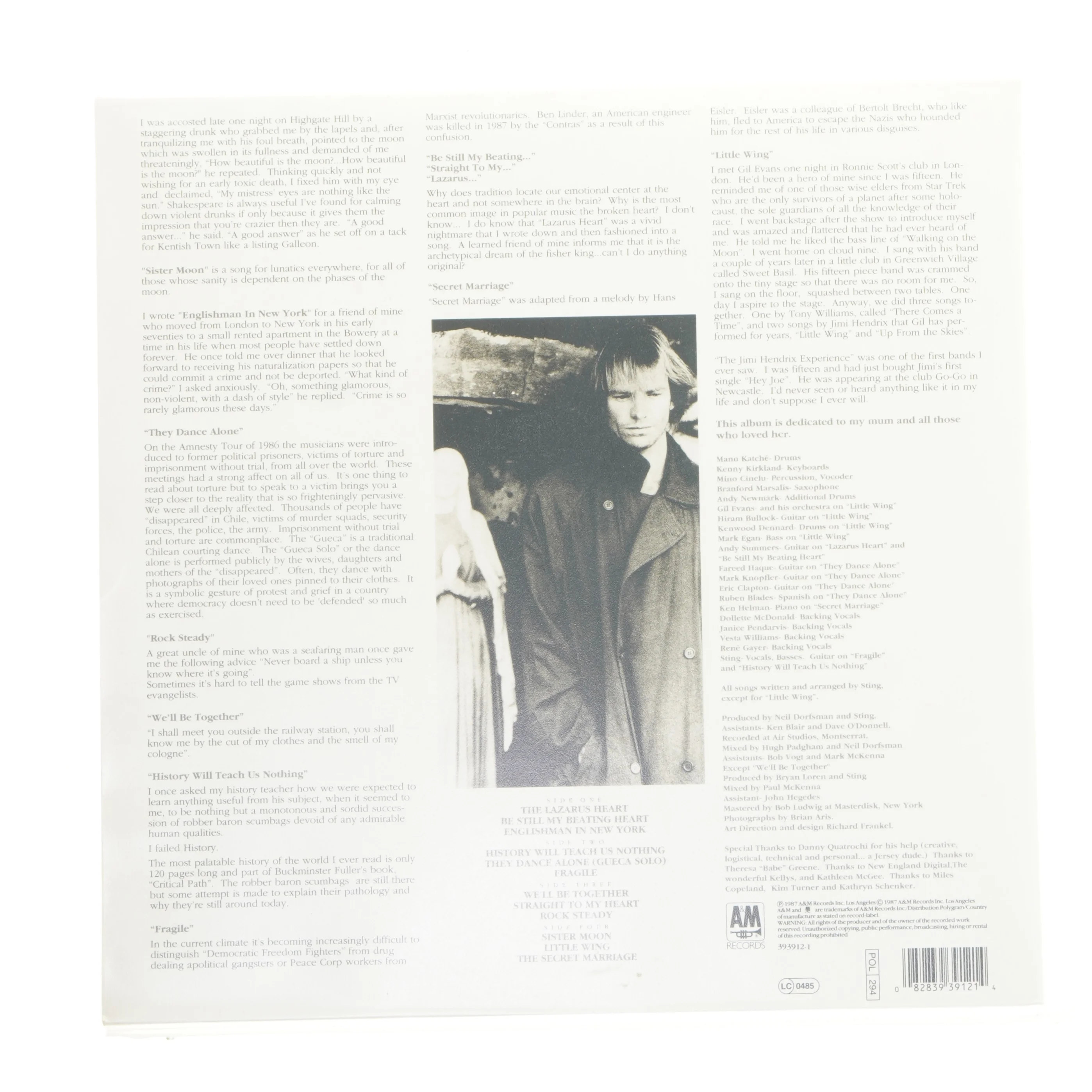 Sting - Nothing Like The Sun LP fra Sting