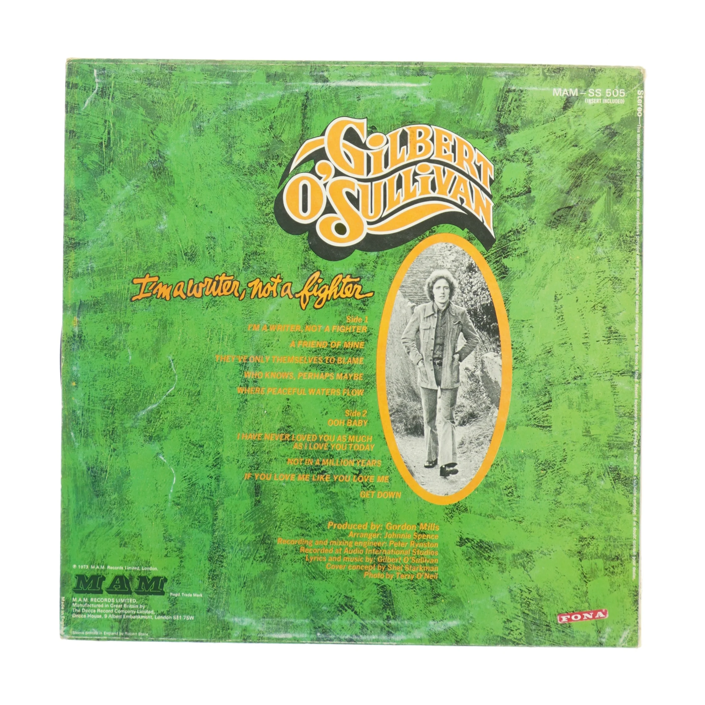 Gilbert O'Sullivan - I'm a Writer, Not a Fighter vinylplade fra MAM (str. 31 x 31 cm)