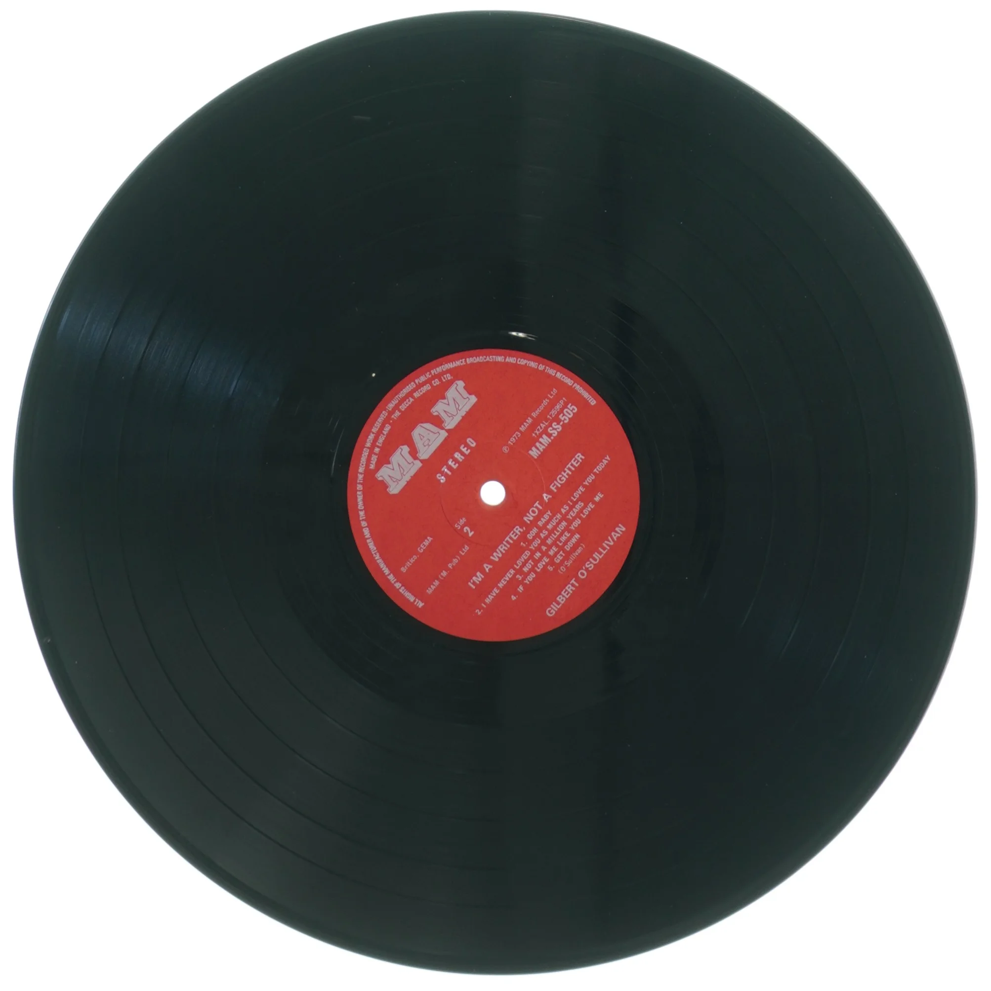 Gilbert O'Sullivan - I'm a Writer, Not a Fighter vinylplade fra MAM (str. 31 x 31 cm)