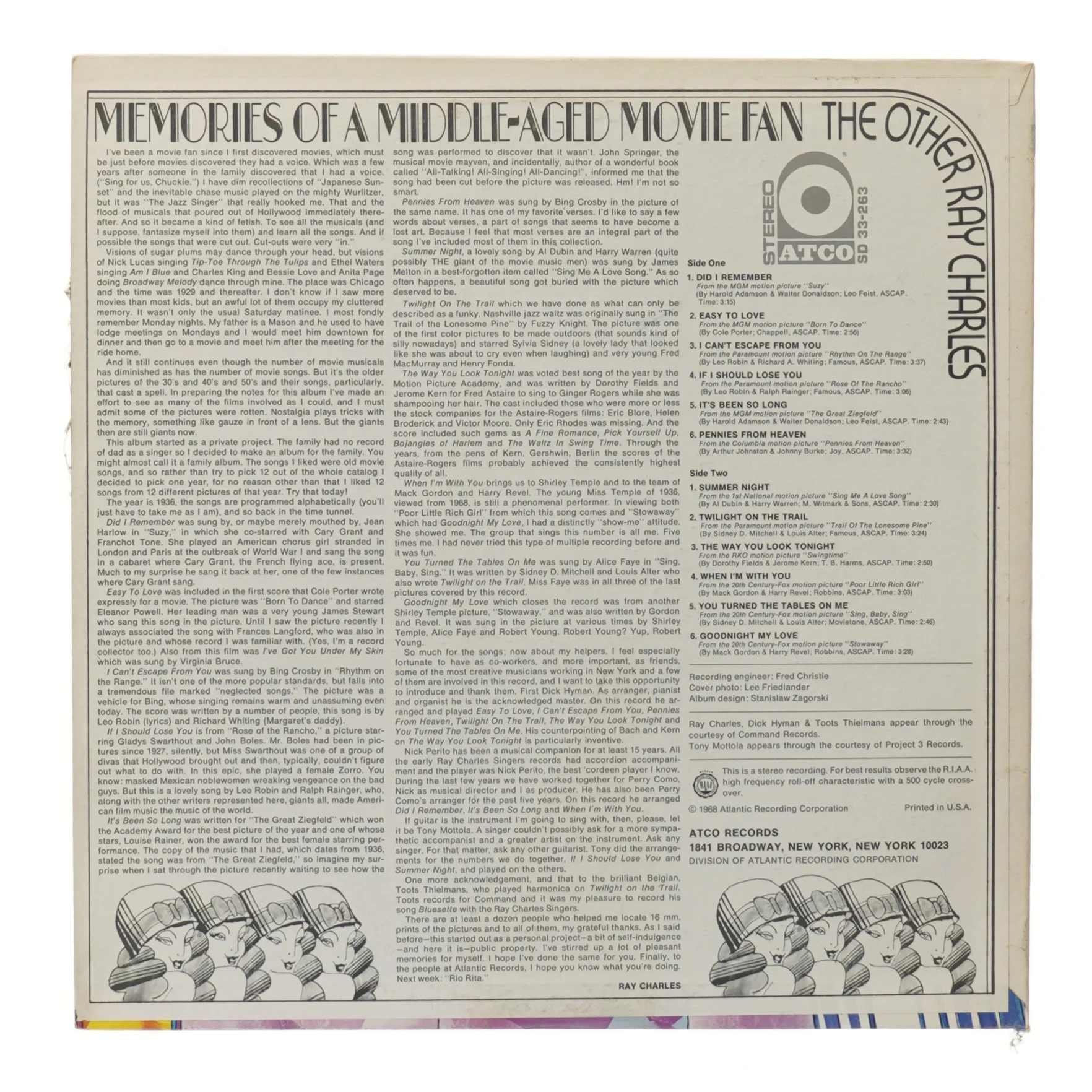 Ray Charles Memories of a middle aged movie fanLP