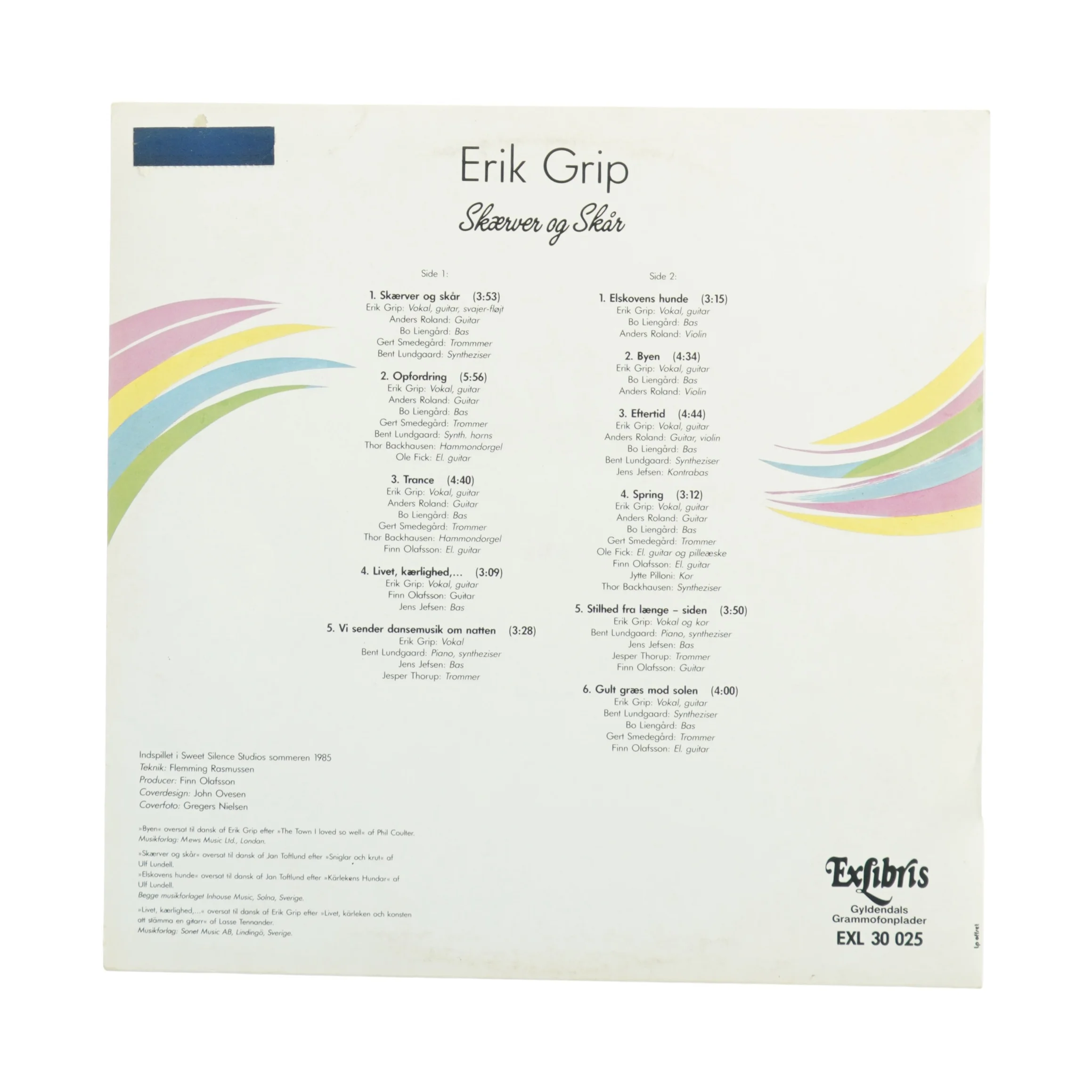 Erik Grip LP fra Exlibris (str. 31 x 31 cm)