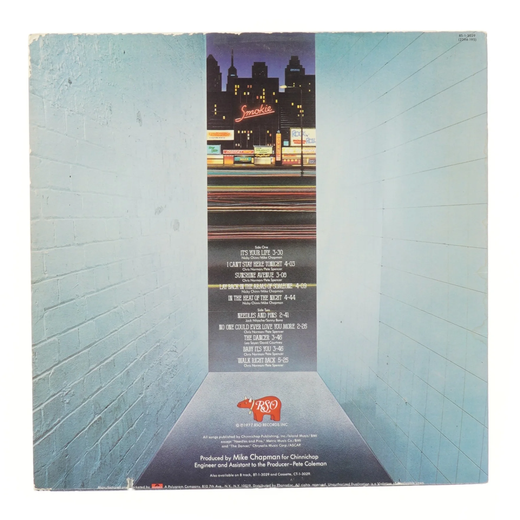 Smokie LP - Bright Lights & Back Alleys fra Smokie