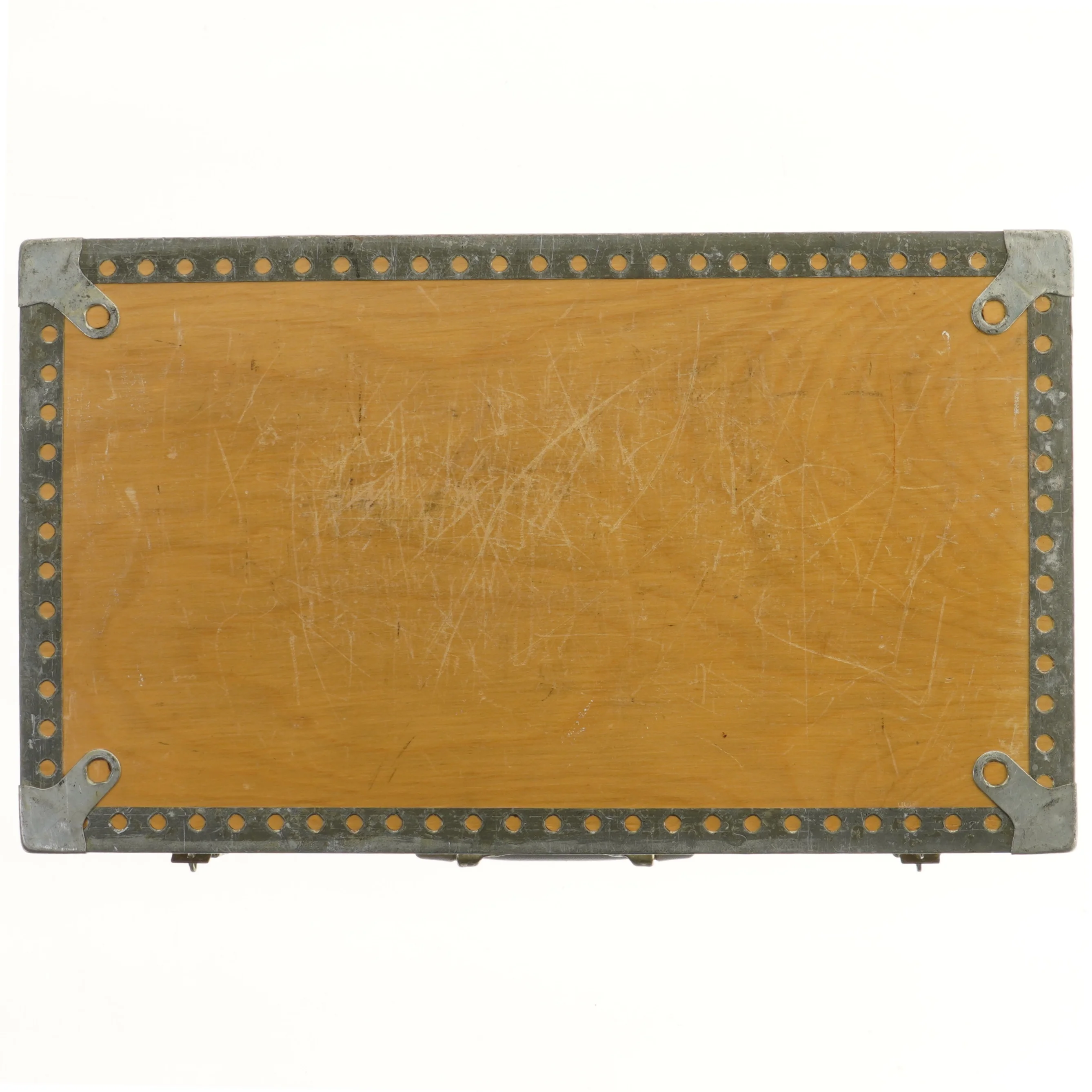 Træ kuffert med metalbeslag (str. 49,5x29,5 cm)