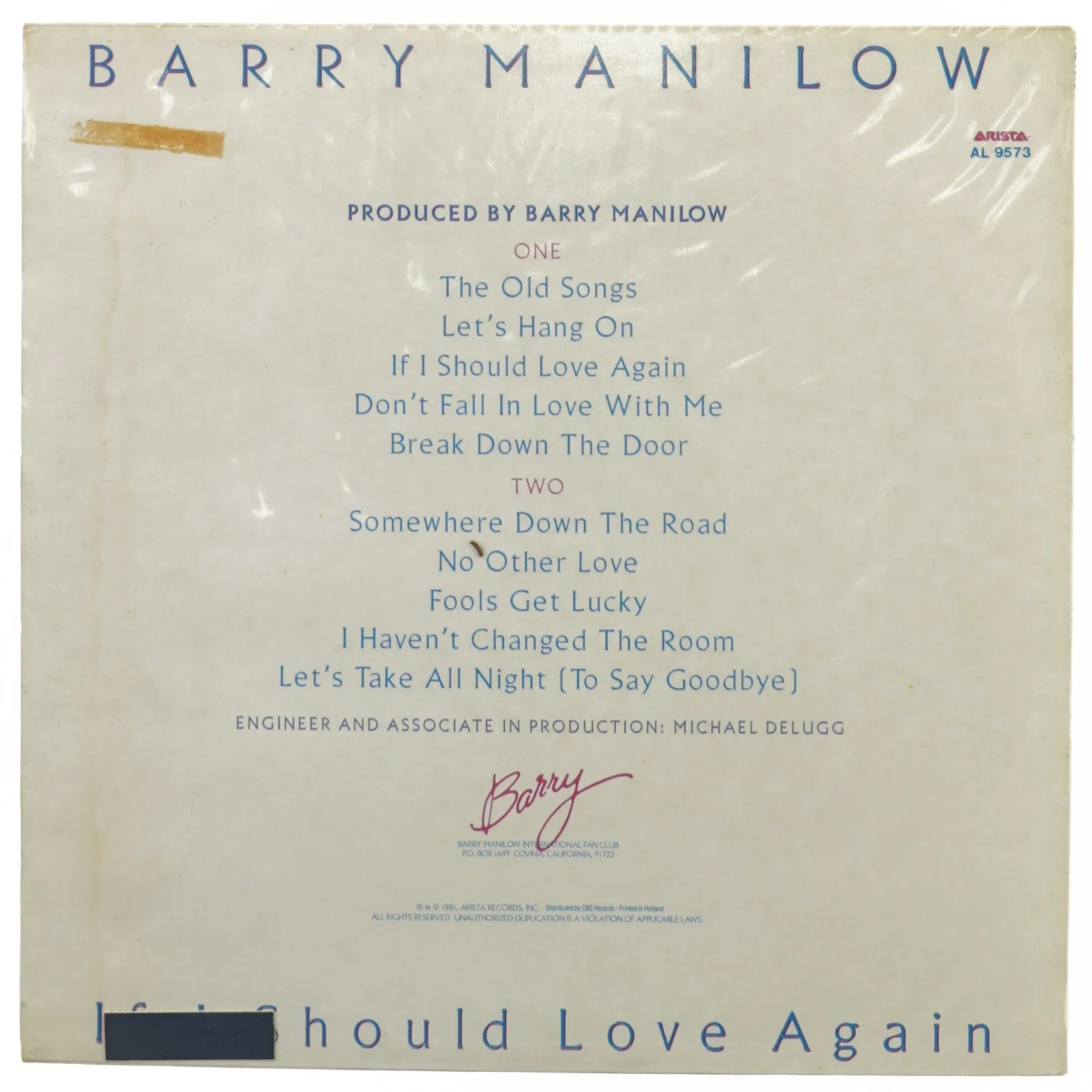Barry Manilow, if I should love again fra End Cv (str. 30 cm)