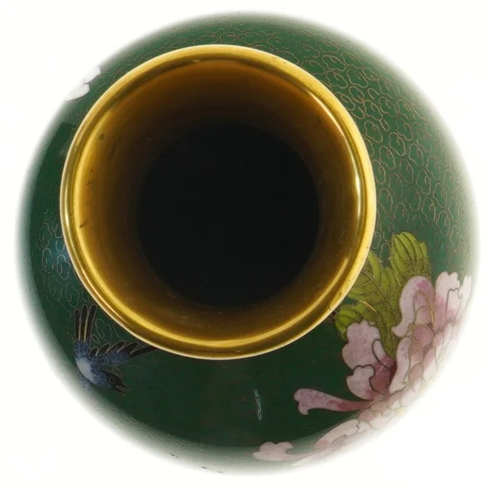 Grøn cloisonné vase (str. 24 cm)