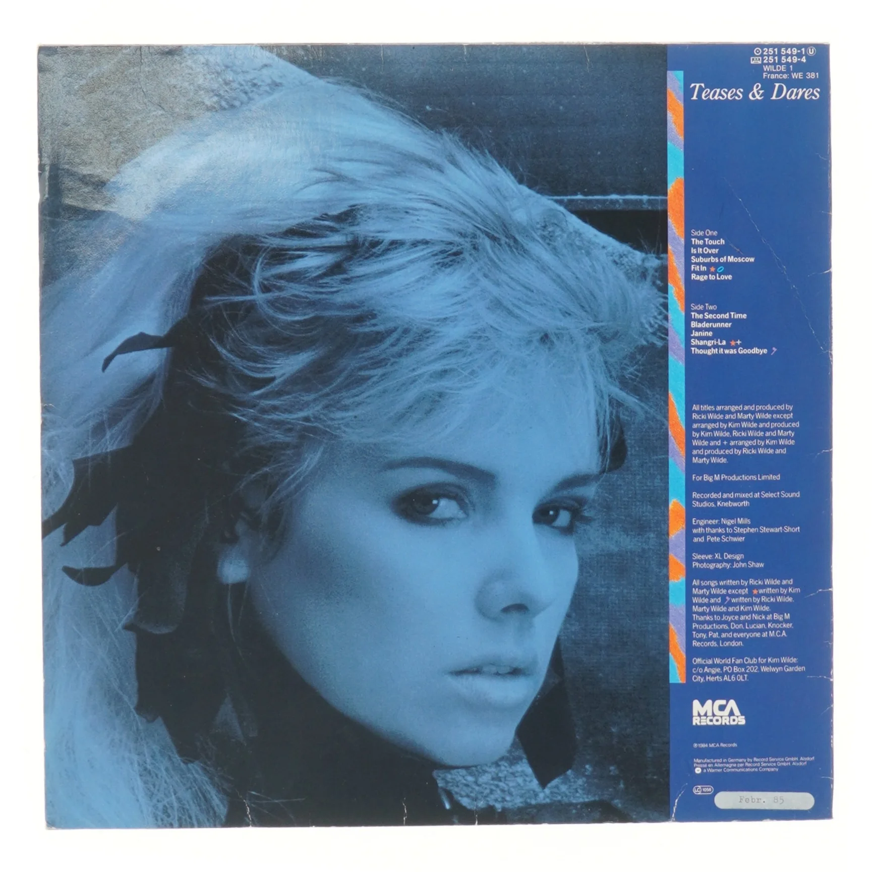 Kim Wilde - Teases & Dares vinyl fra MCA Records