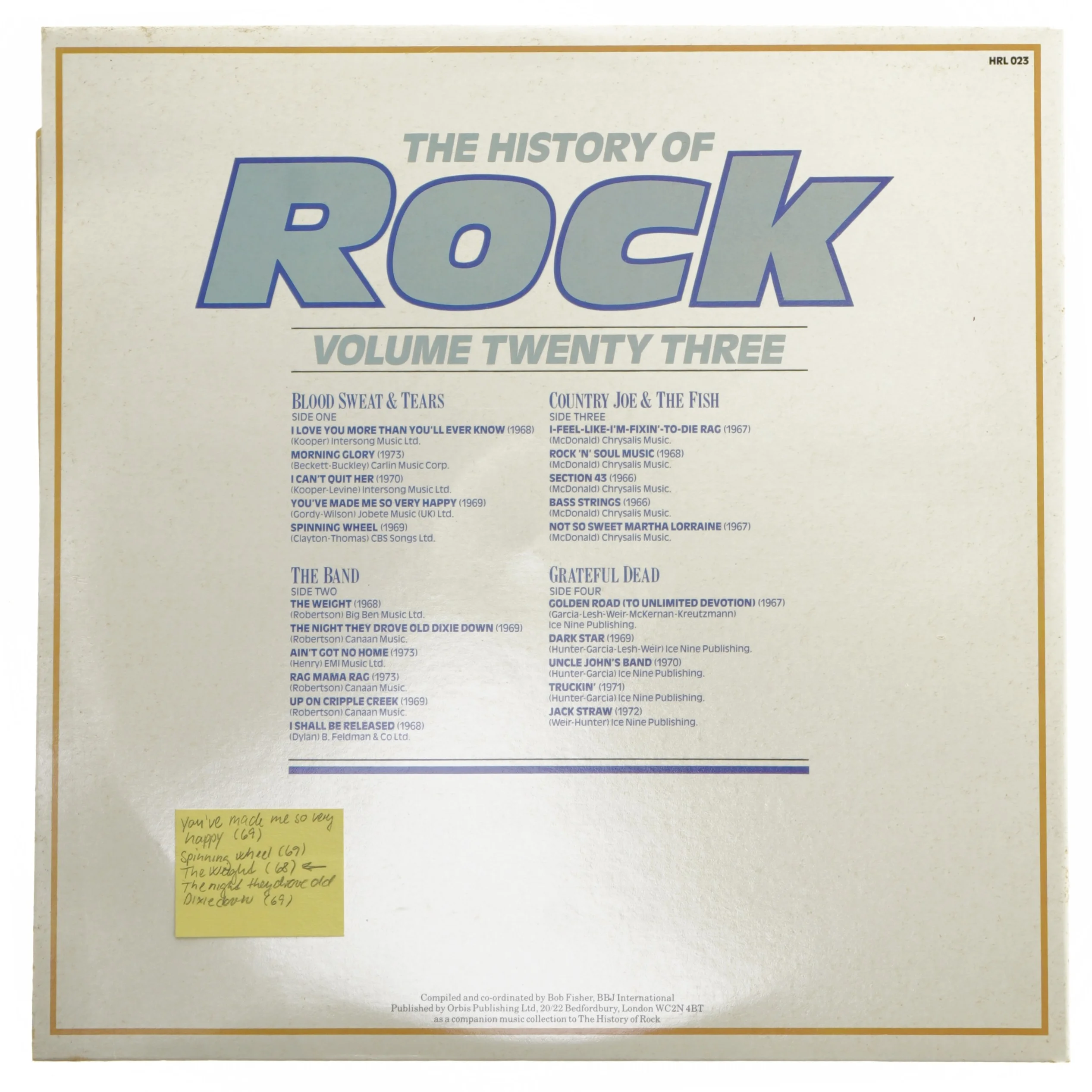 The History of Rock Volume Twenty Three LP