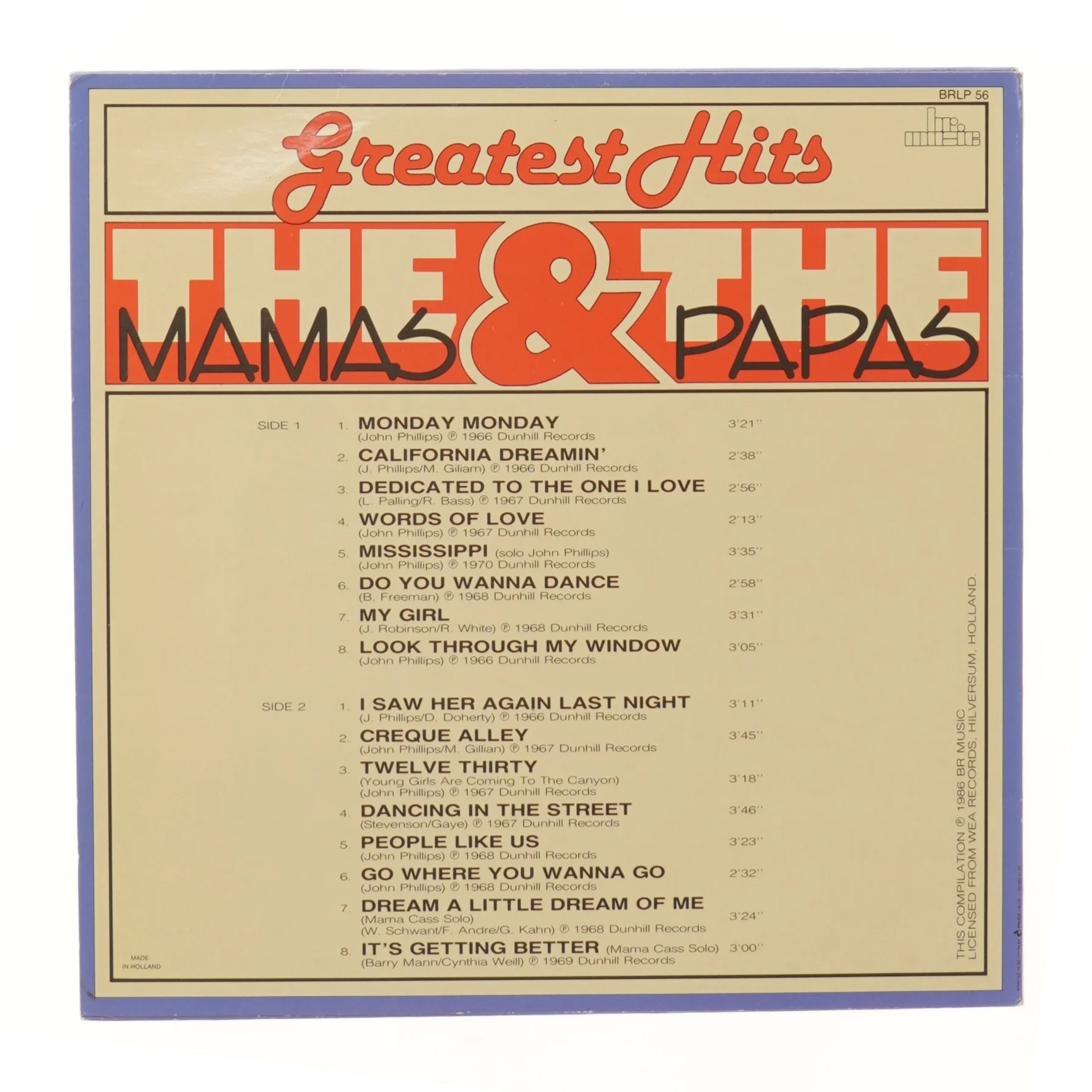 The Mamas & The Papas - Greatest Hits vinyl album